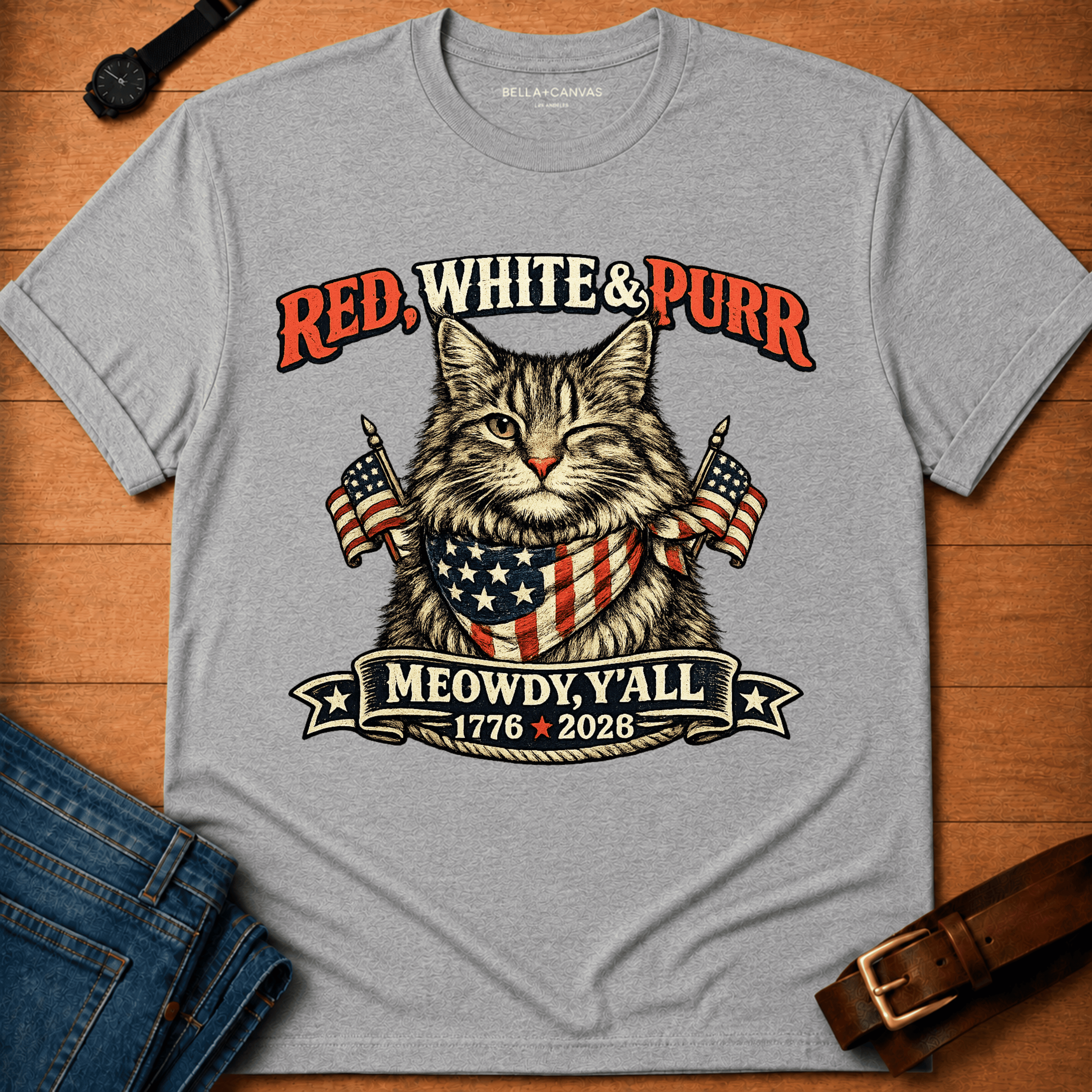 Red White Purr t-shirt