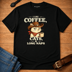 I like Coffee, Cats, and Naps T-shirt