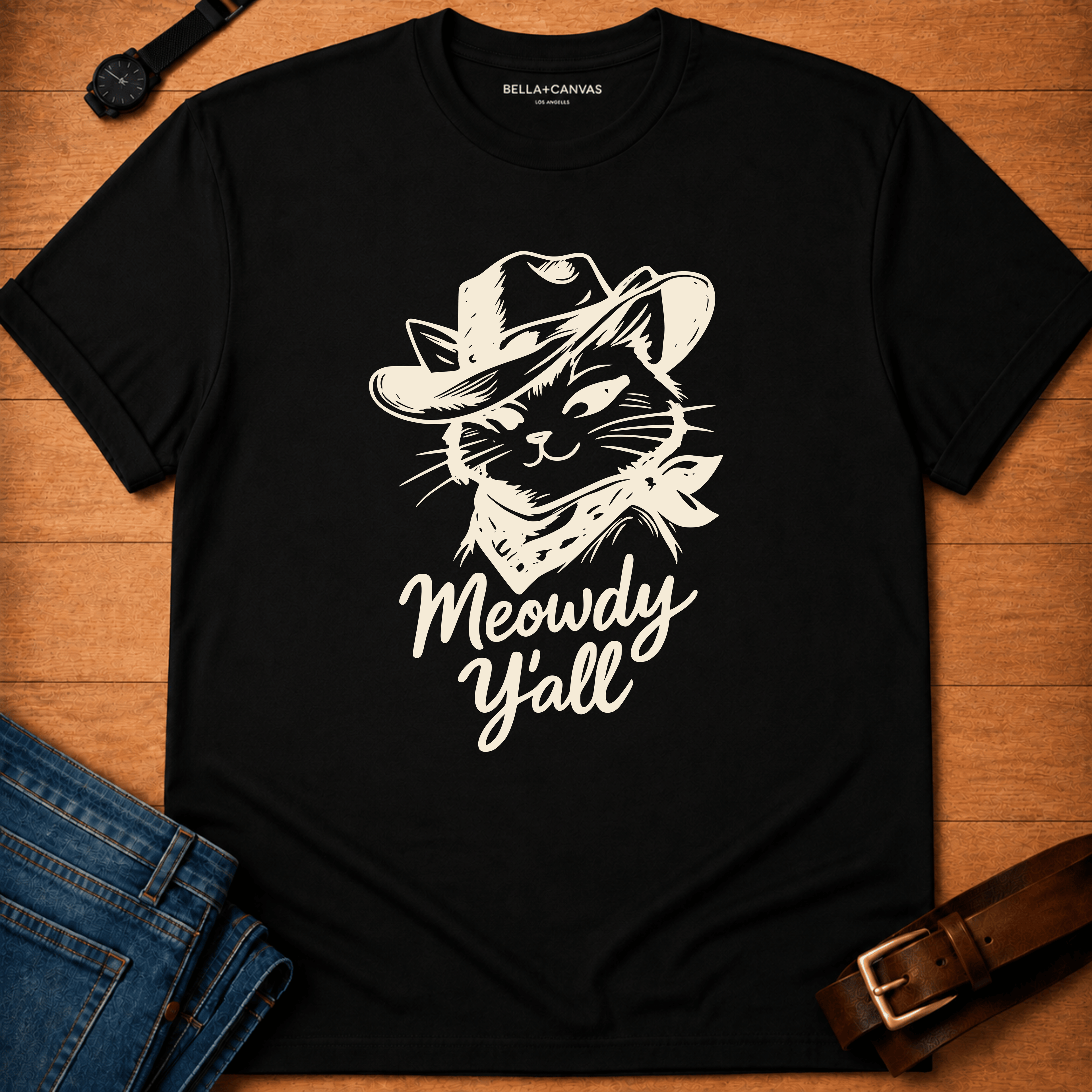 Meowdy Y'all Line Art T-shirt