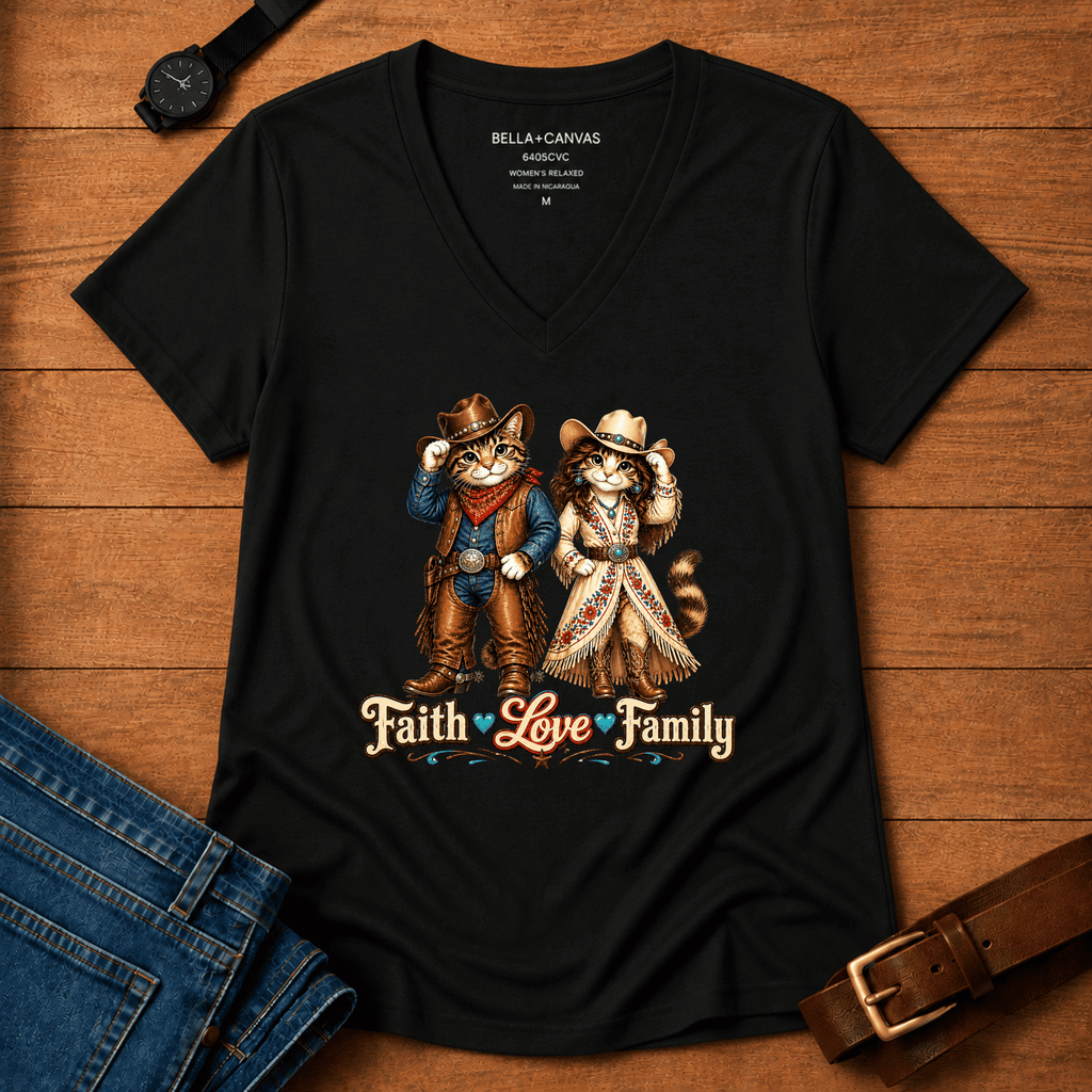 Faith Love Family Women’s v-neck t-shirt