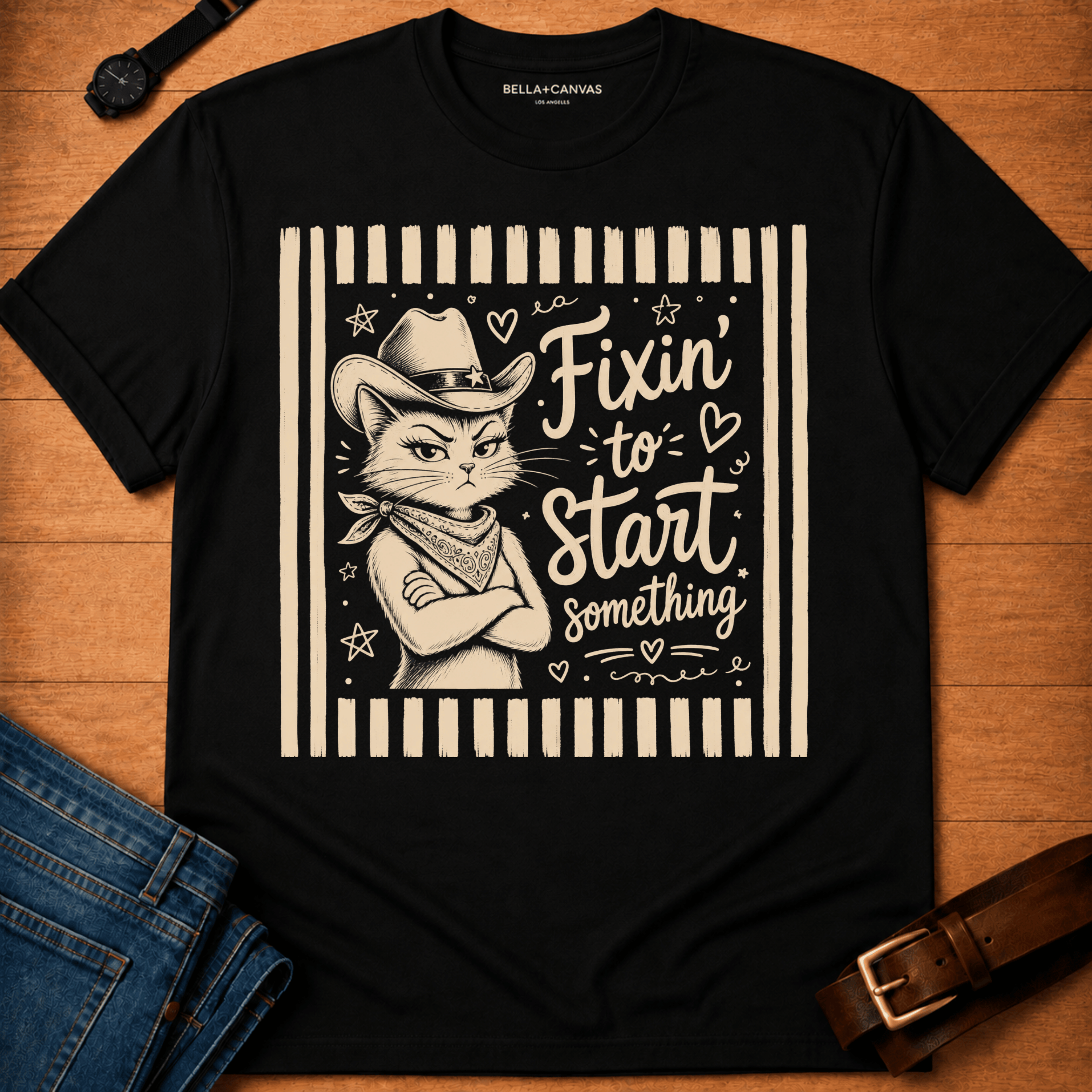 Fixin' to start something stripes t-shirt