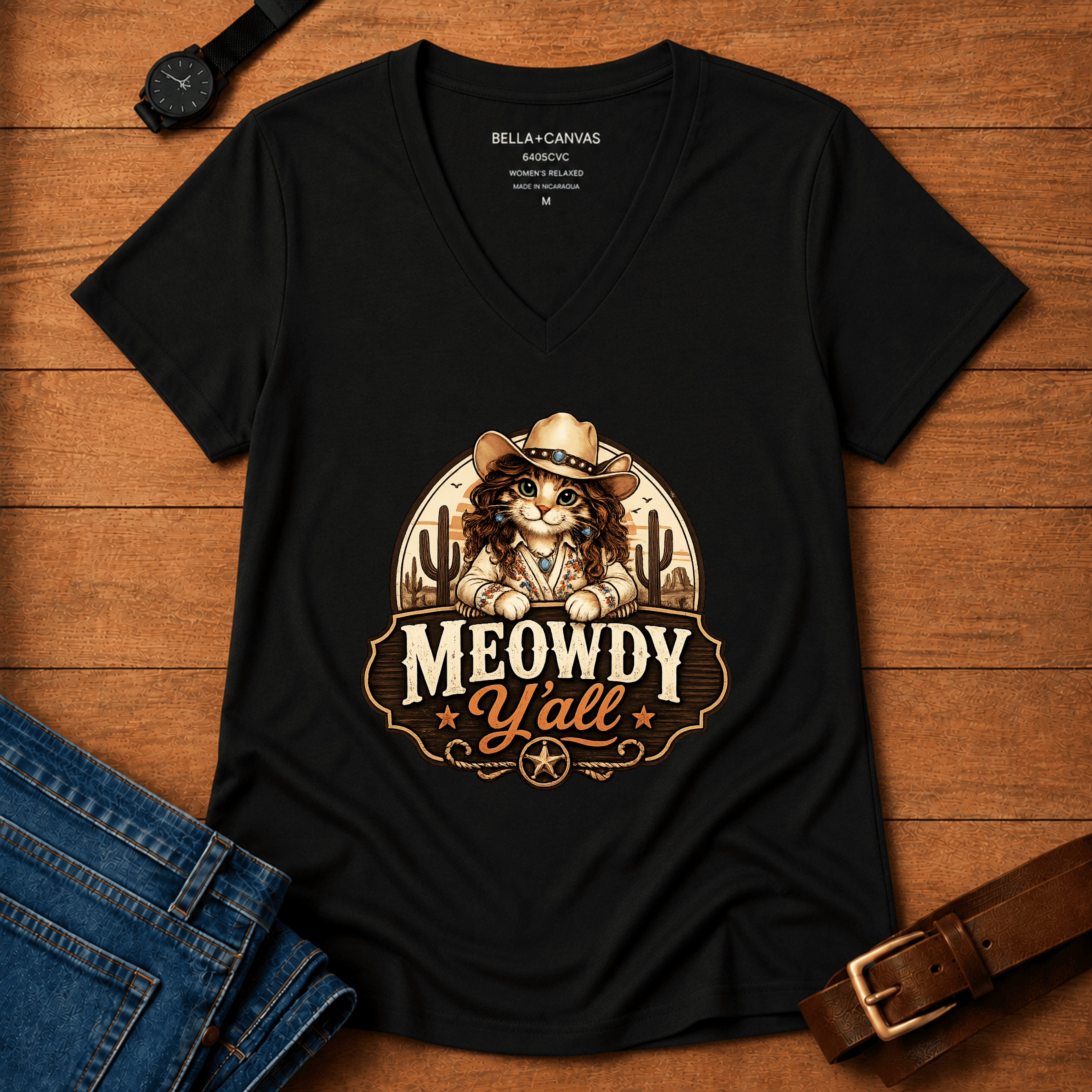 Meowdy Y'all Women’s v-neck t-shirt