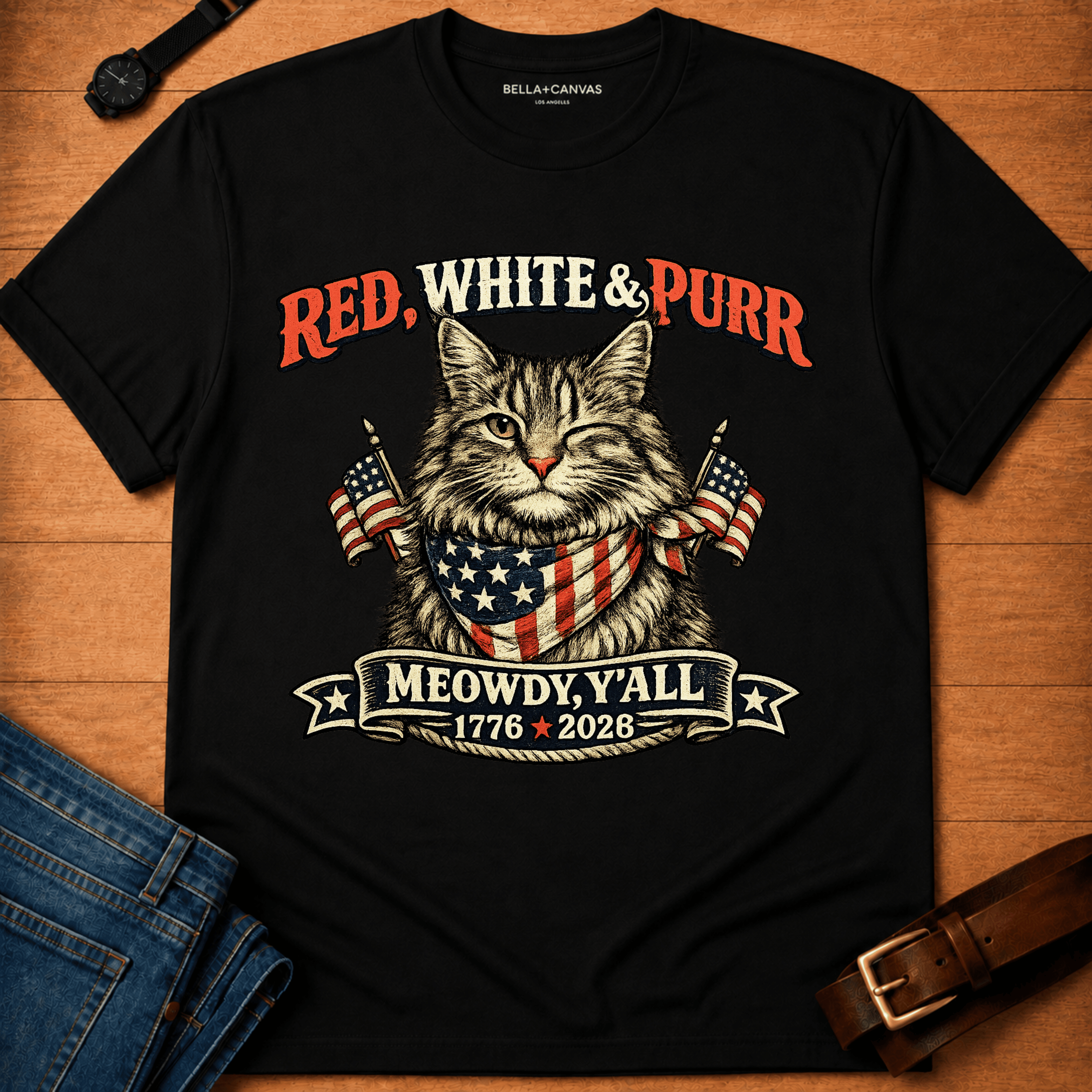 Red White Purr t-shirt