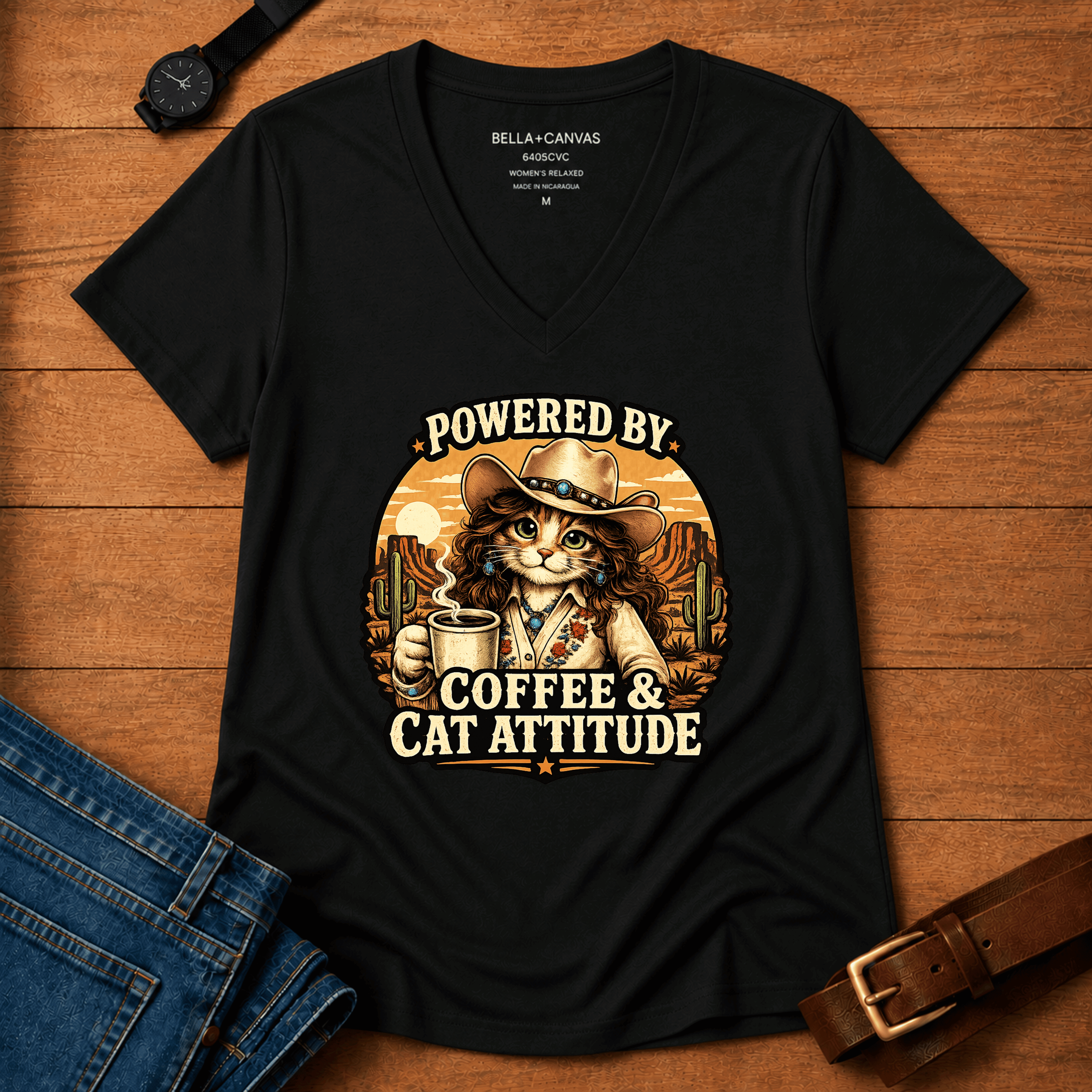 Powered by Coffee Women’s v-neck t-shirt