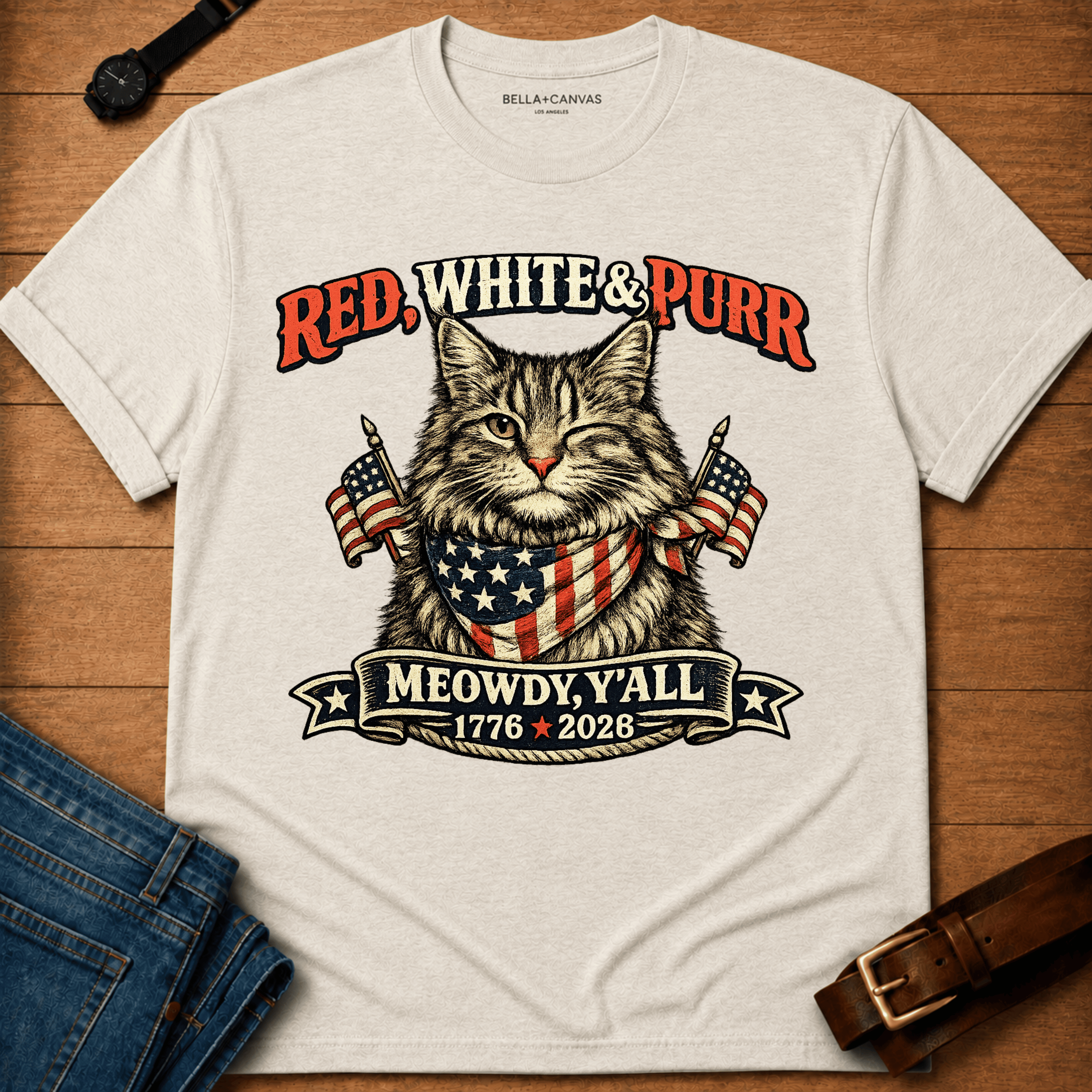 Red White Purr t-shirt