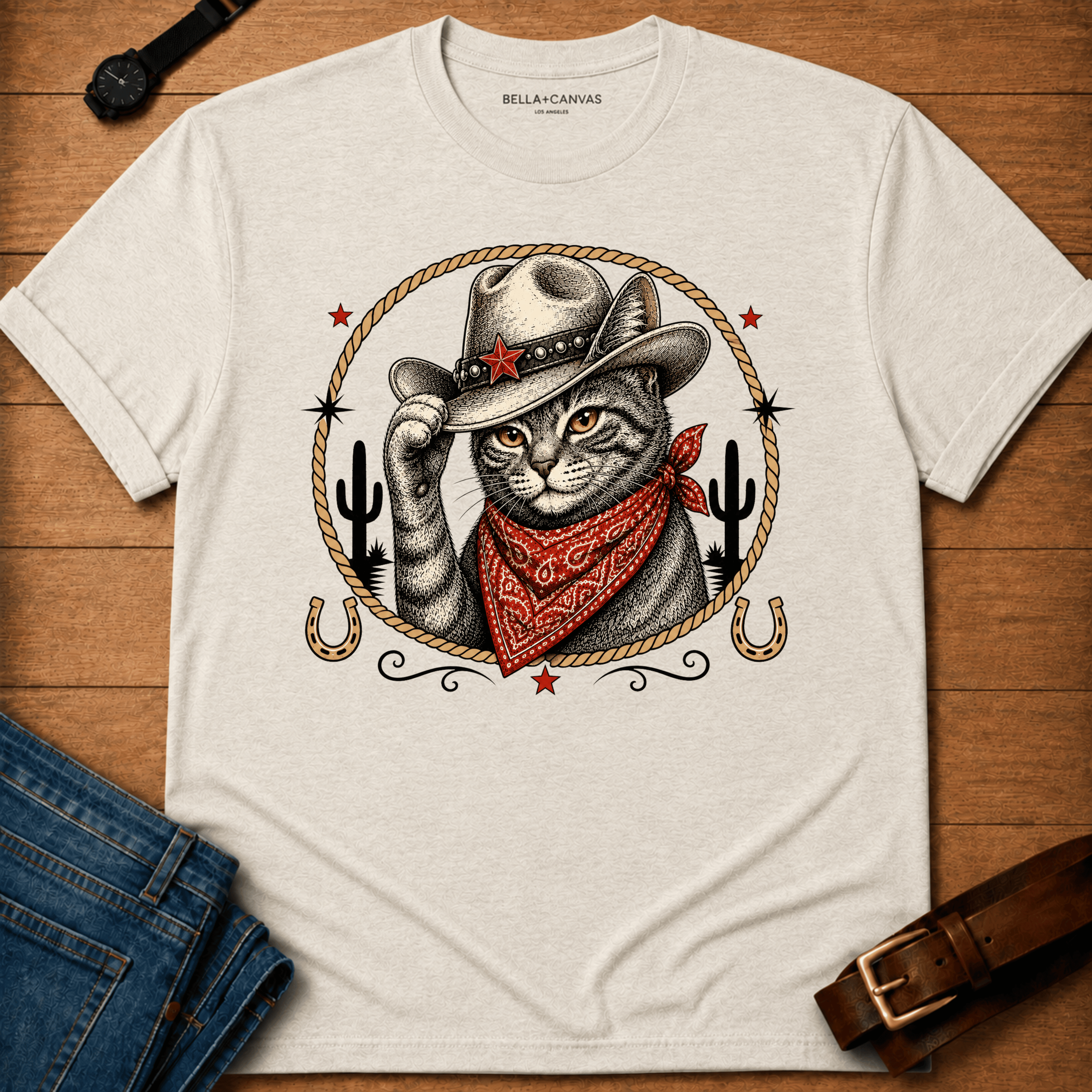 Western Cat Badge T-shirt