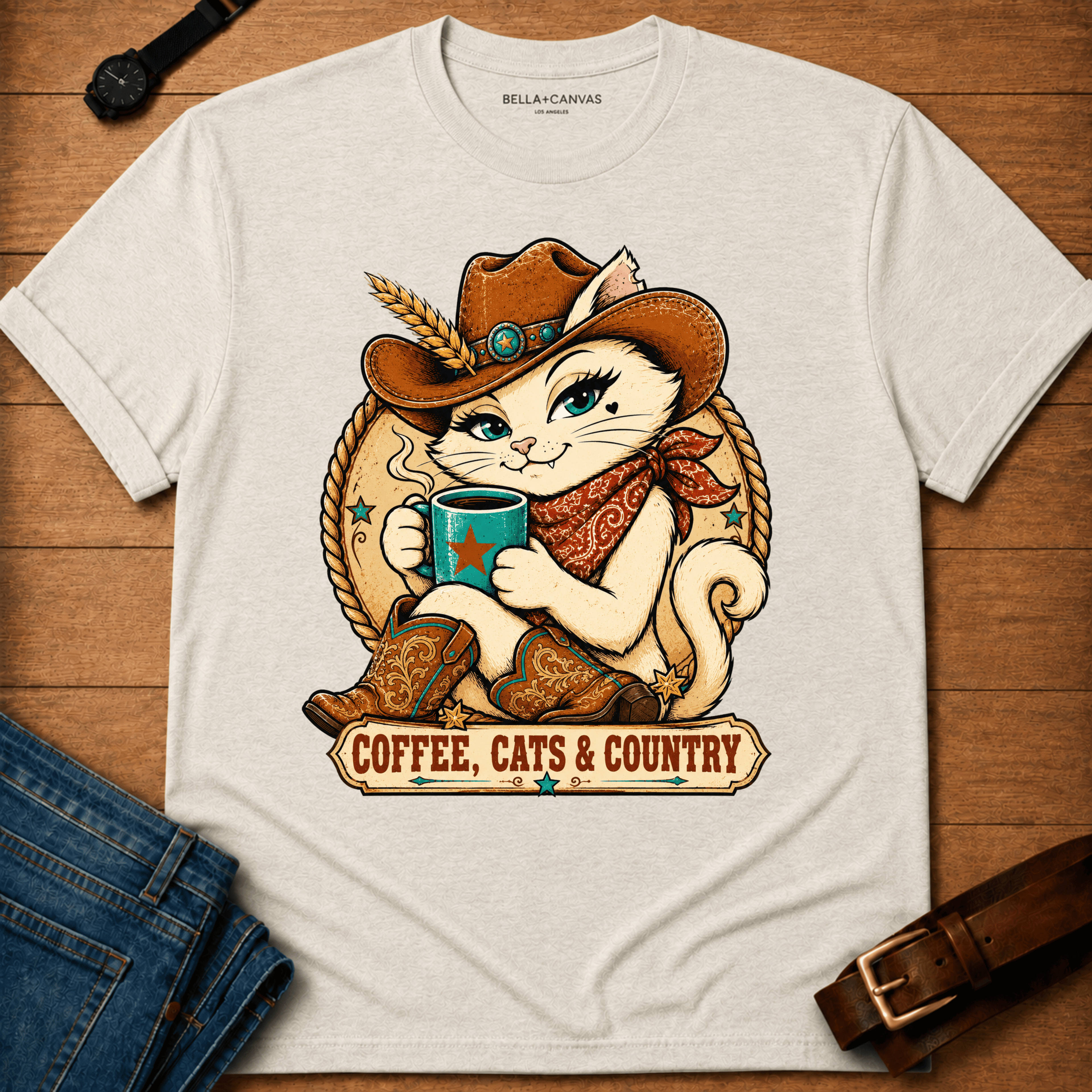 Coffee Cats Country Dixie T-shirt