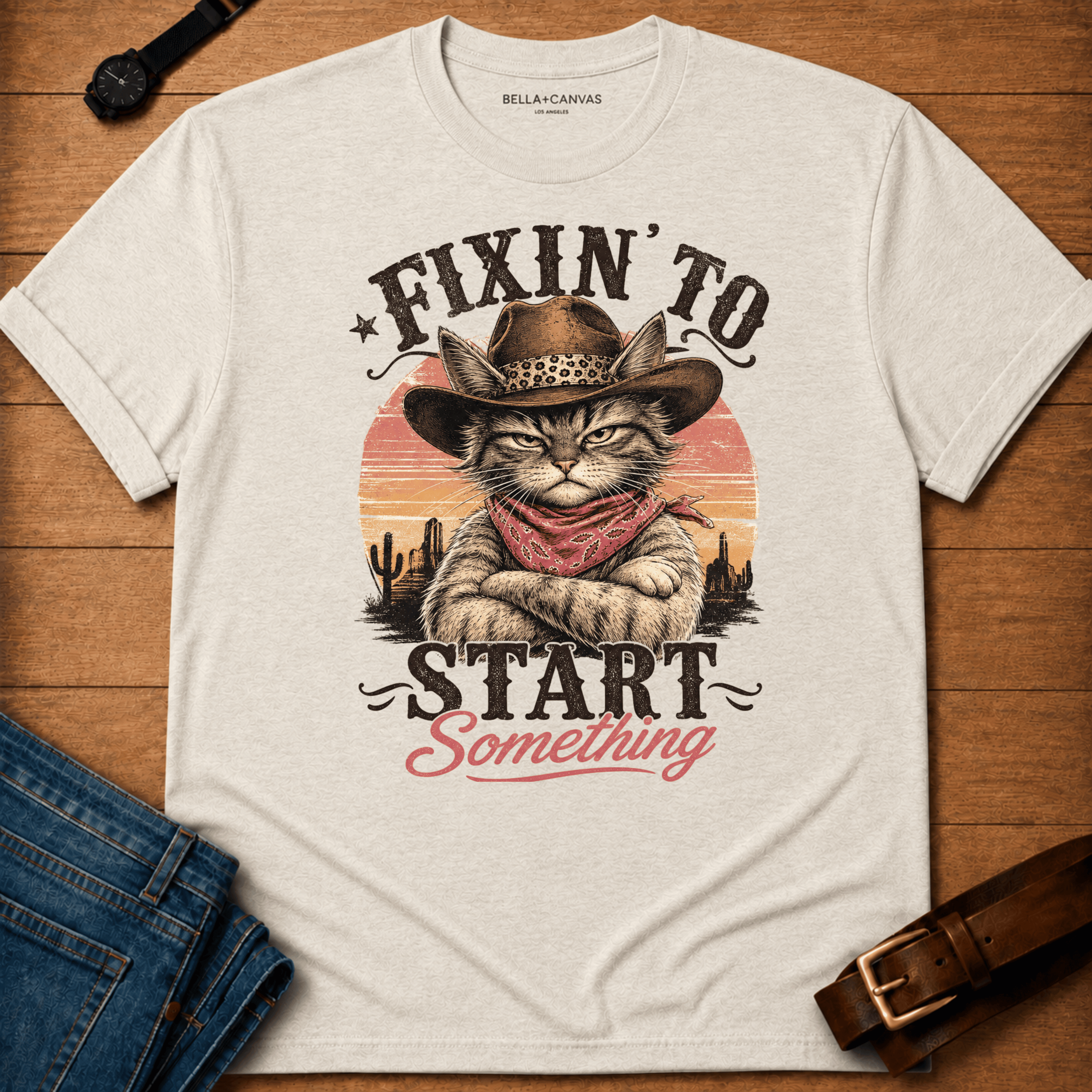 Fixin to start something retro sunset t-shirt