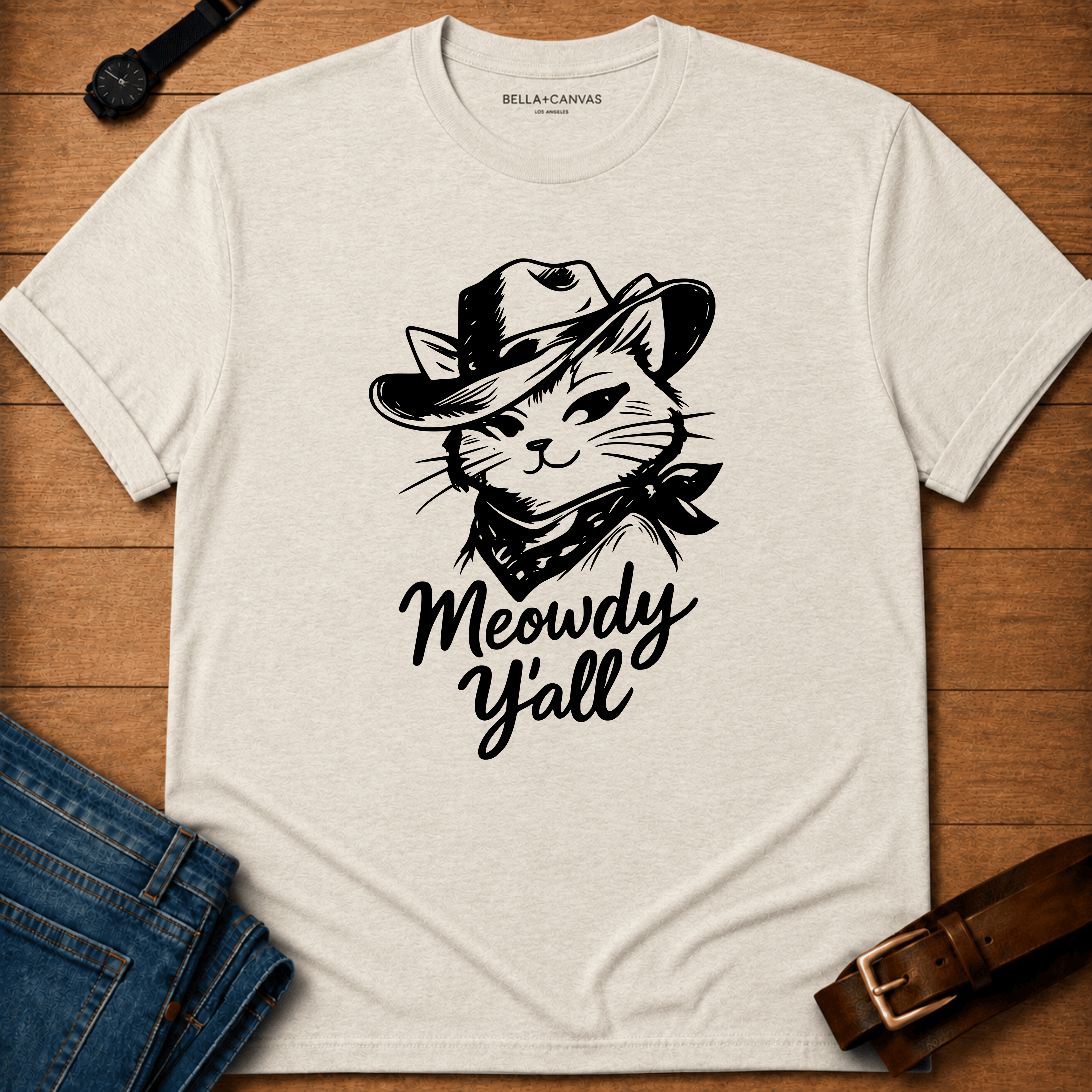 Meowdy Y'all Line Art T-shirt