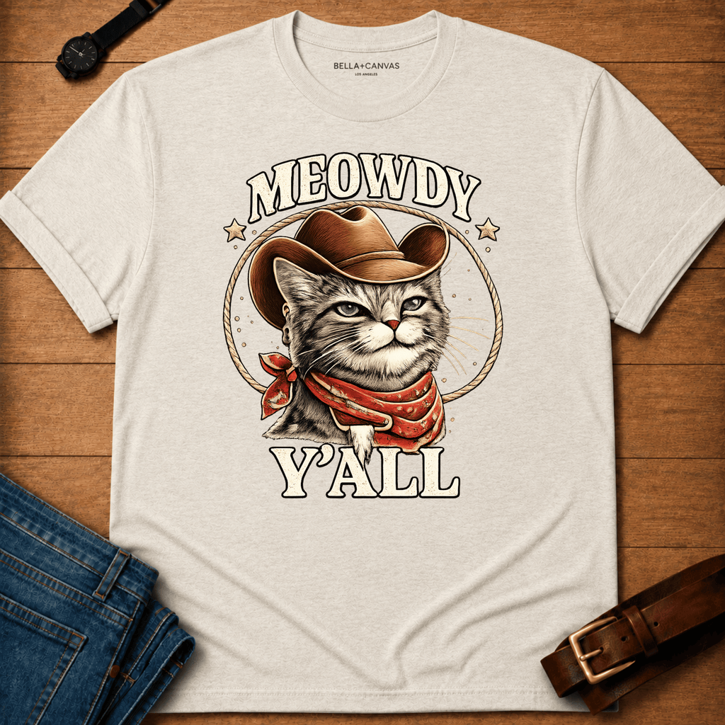 Meowdy Y'all Badge t-shirt