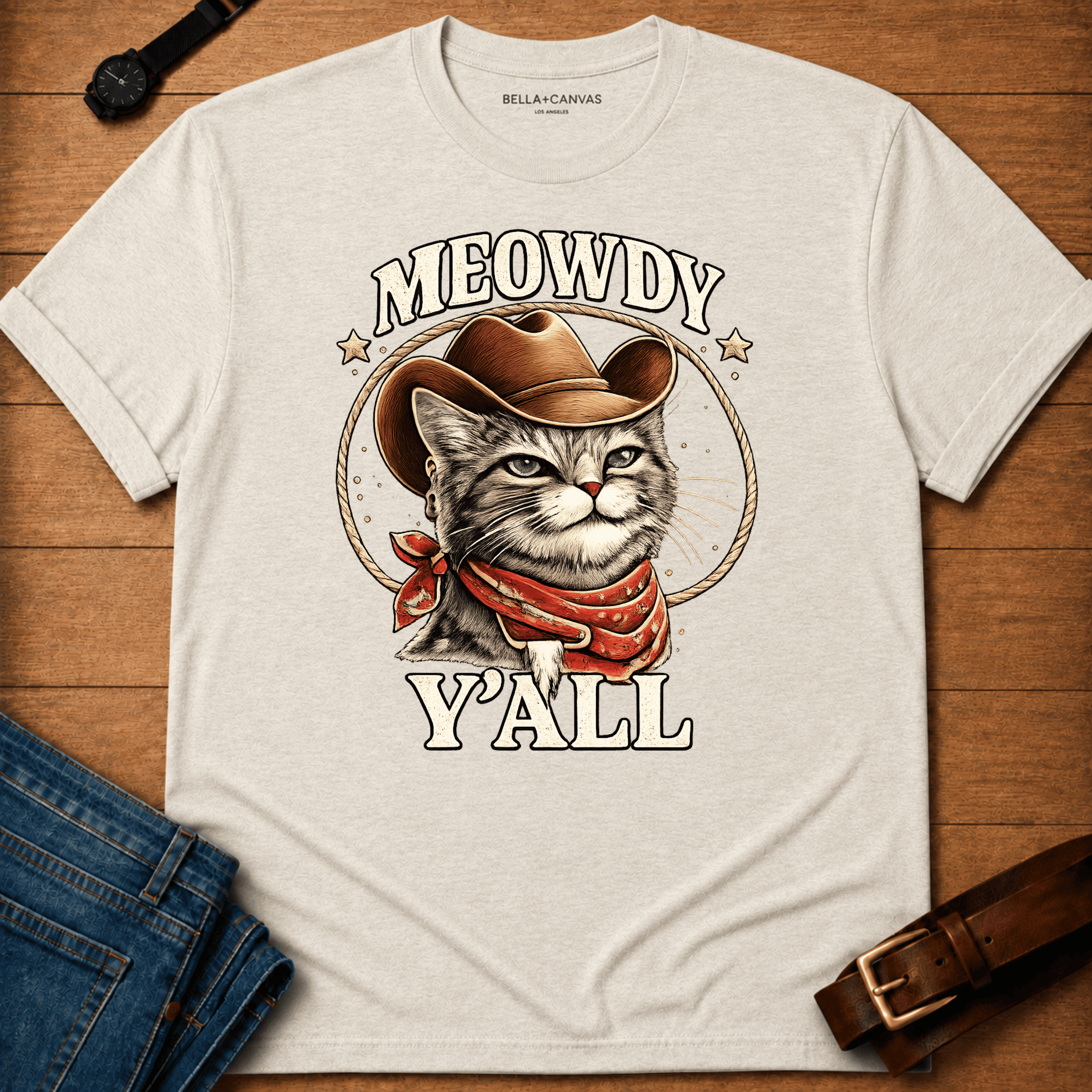 Meowdy Y'all Badge t-shirt