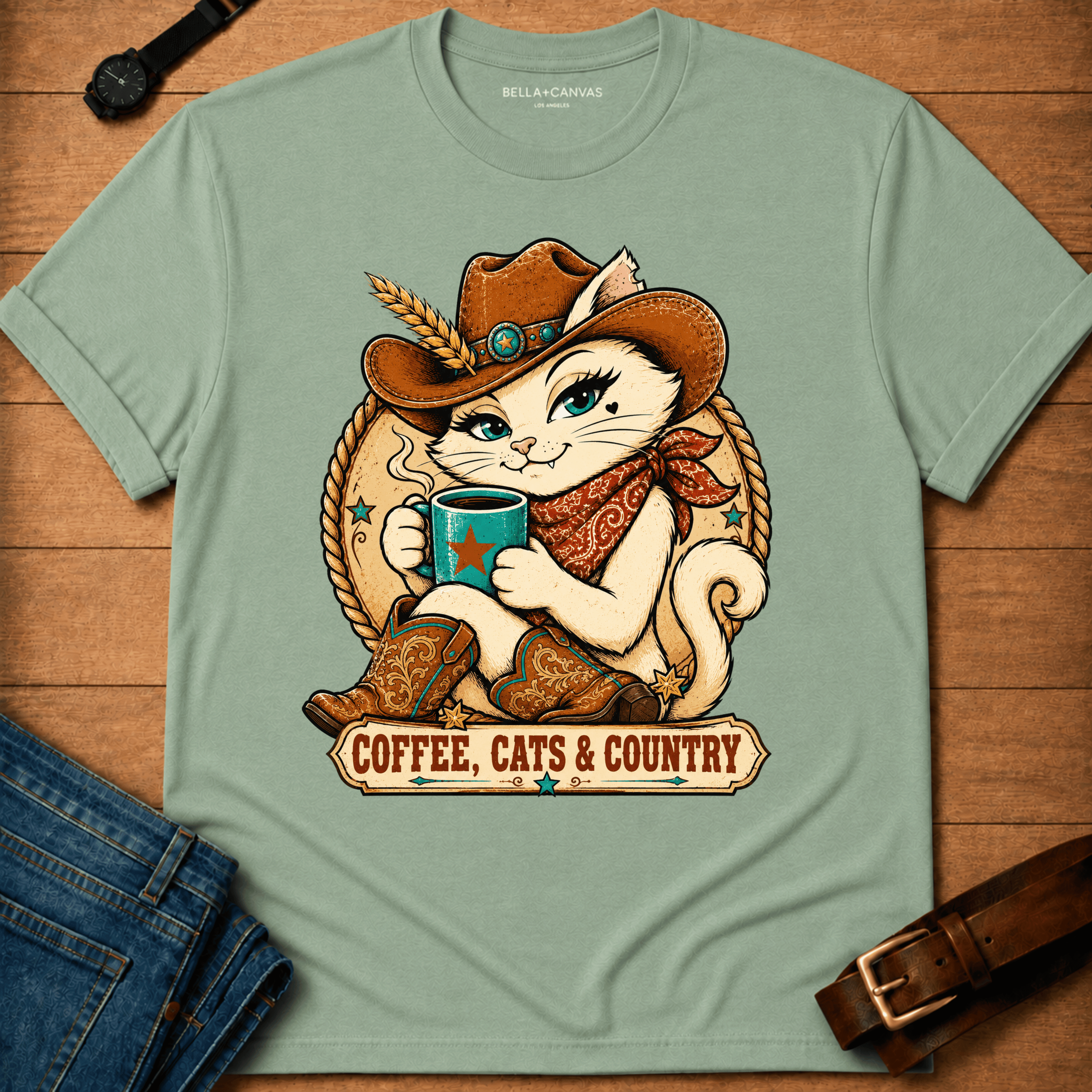Coffee Cats Country Dixie T-shirt