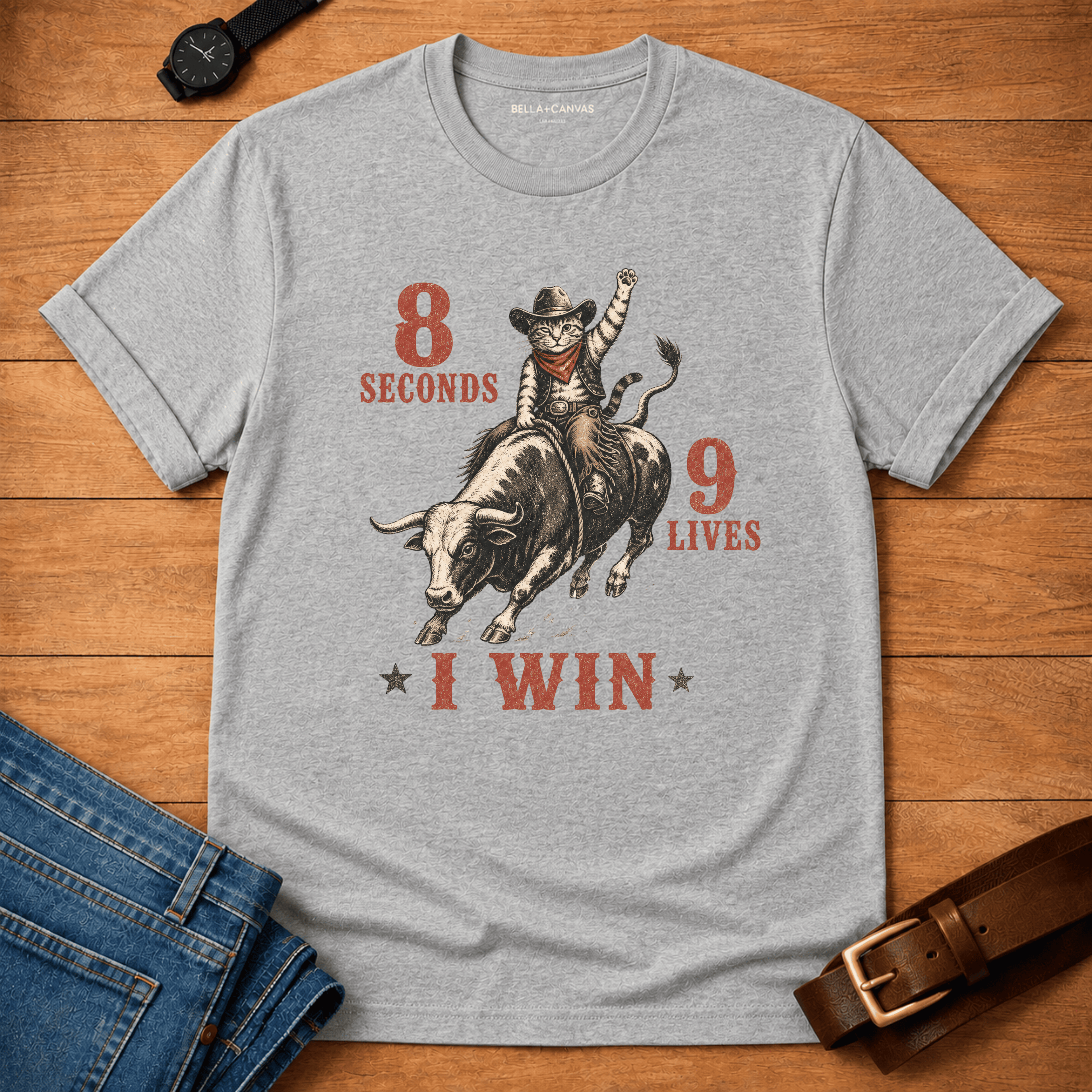 8 seconds, 9 lives, I Win T-shirt