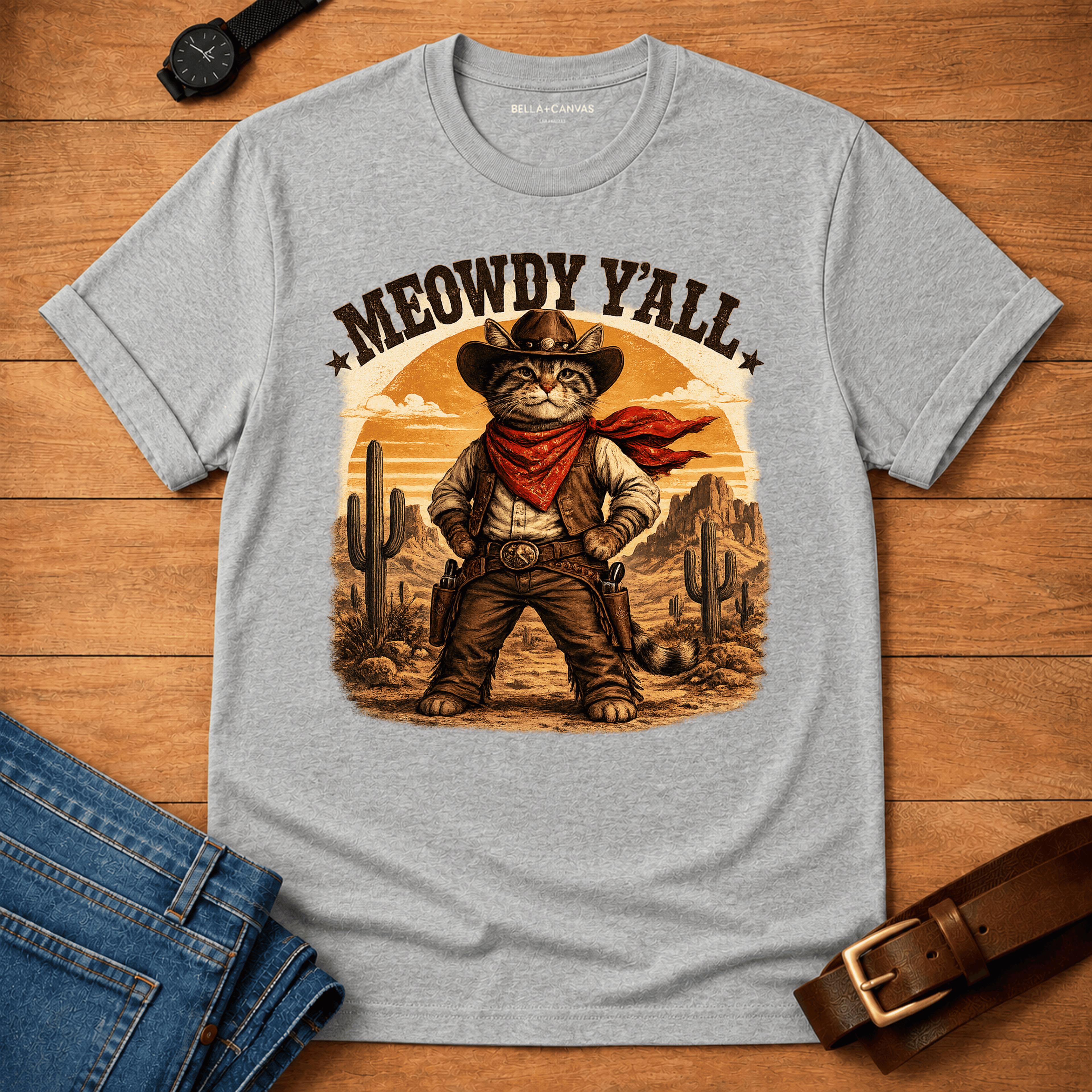 Meowdy Y'all Sunset T-shirt