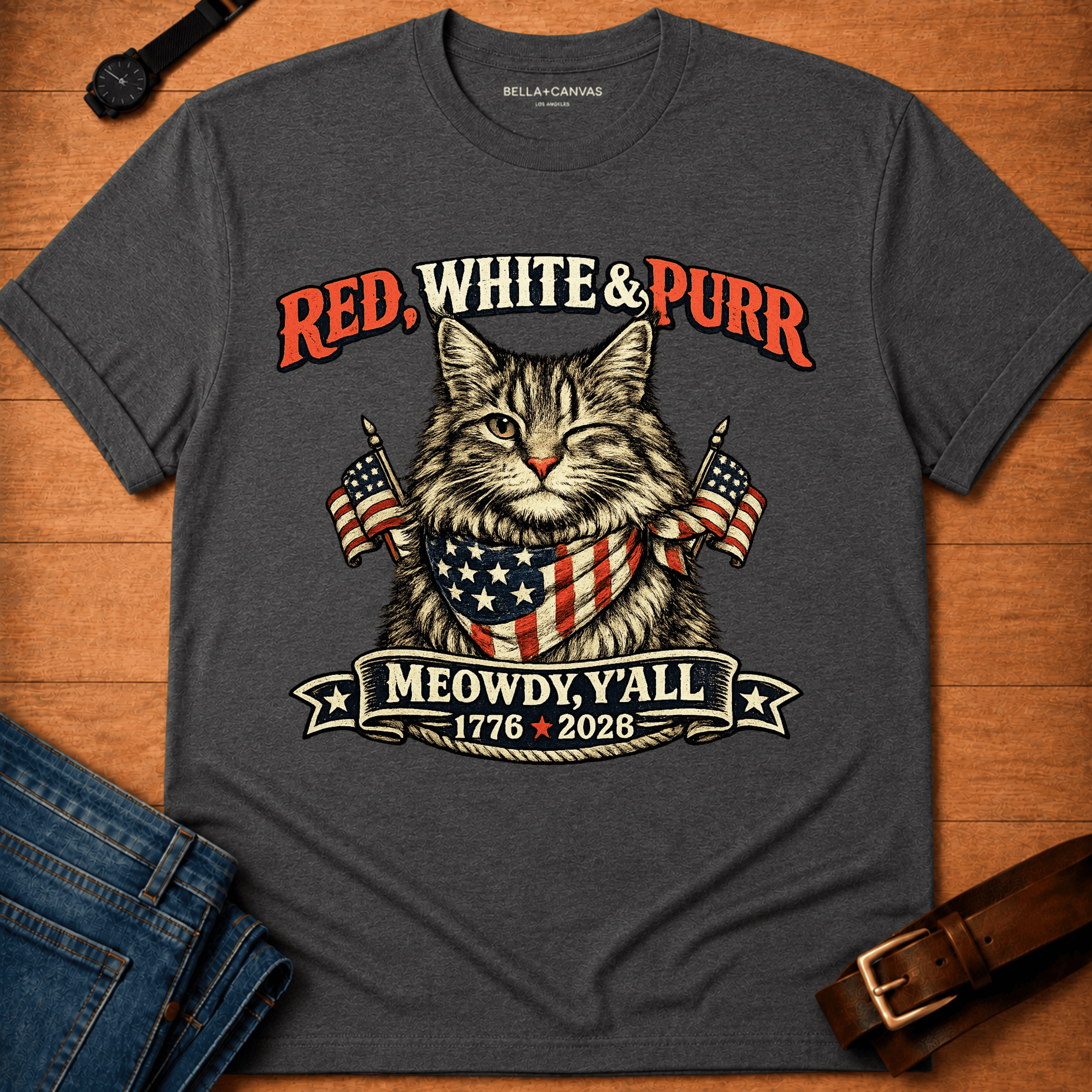 Red White Purr t-shirt