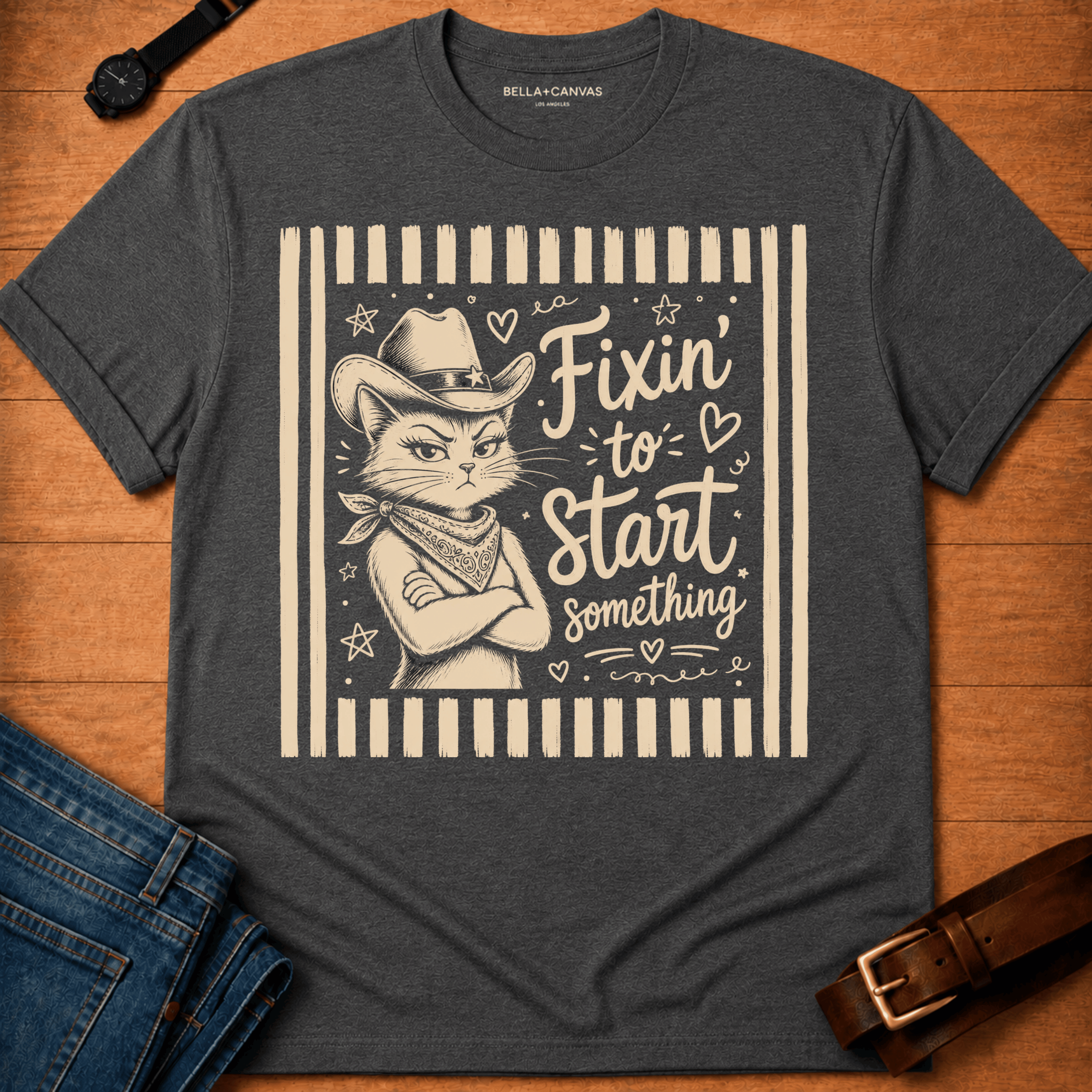 Fixin' to start something stripes t-shirt