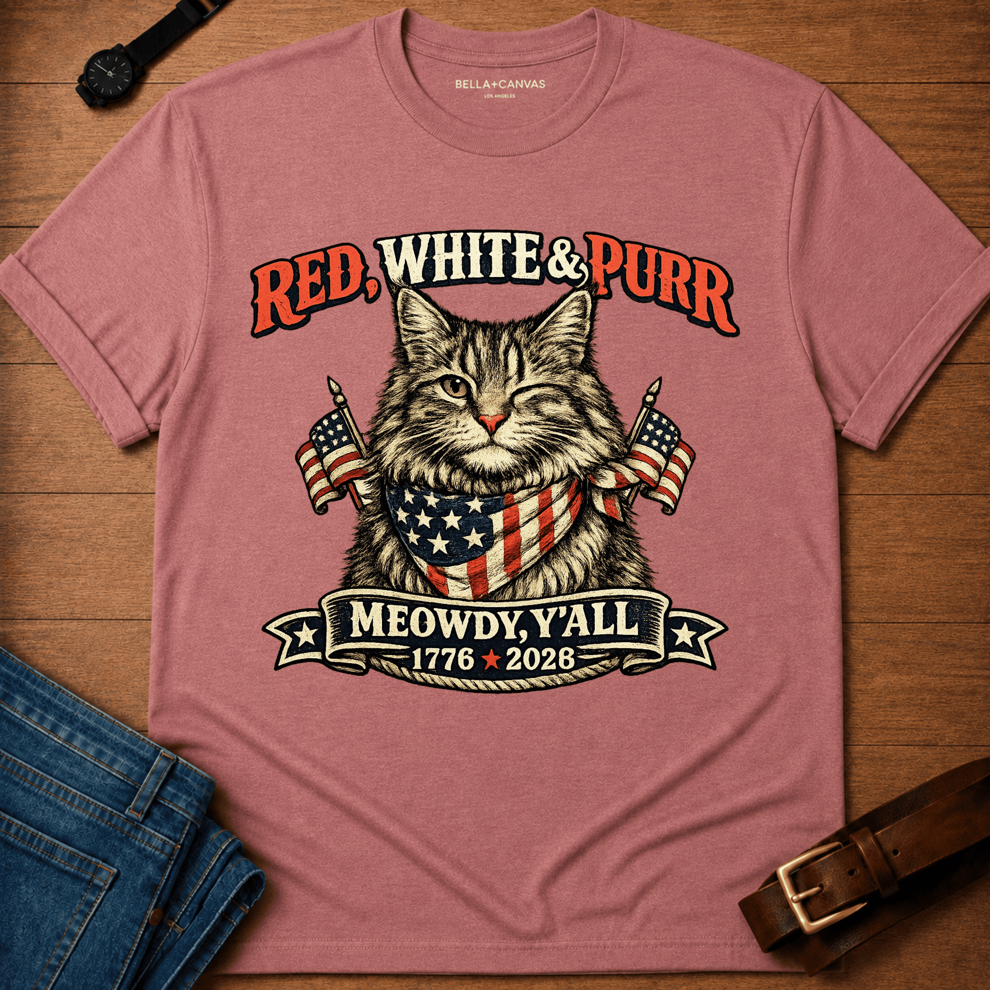 Red White Purr t-shirt