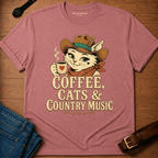 Coffee Country Cats Text & Dixie T-shirt