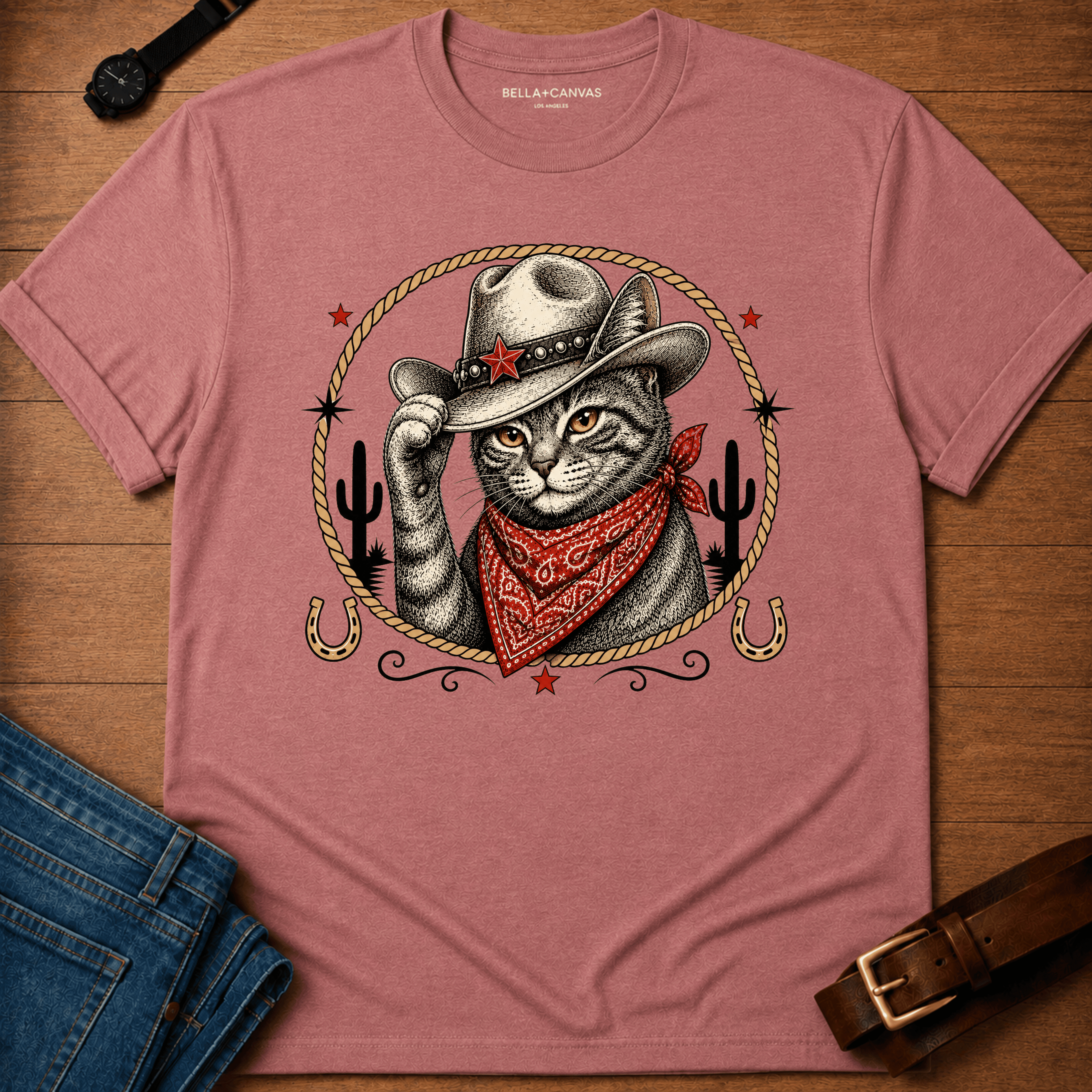 Western Cat Badge T-shirt