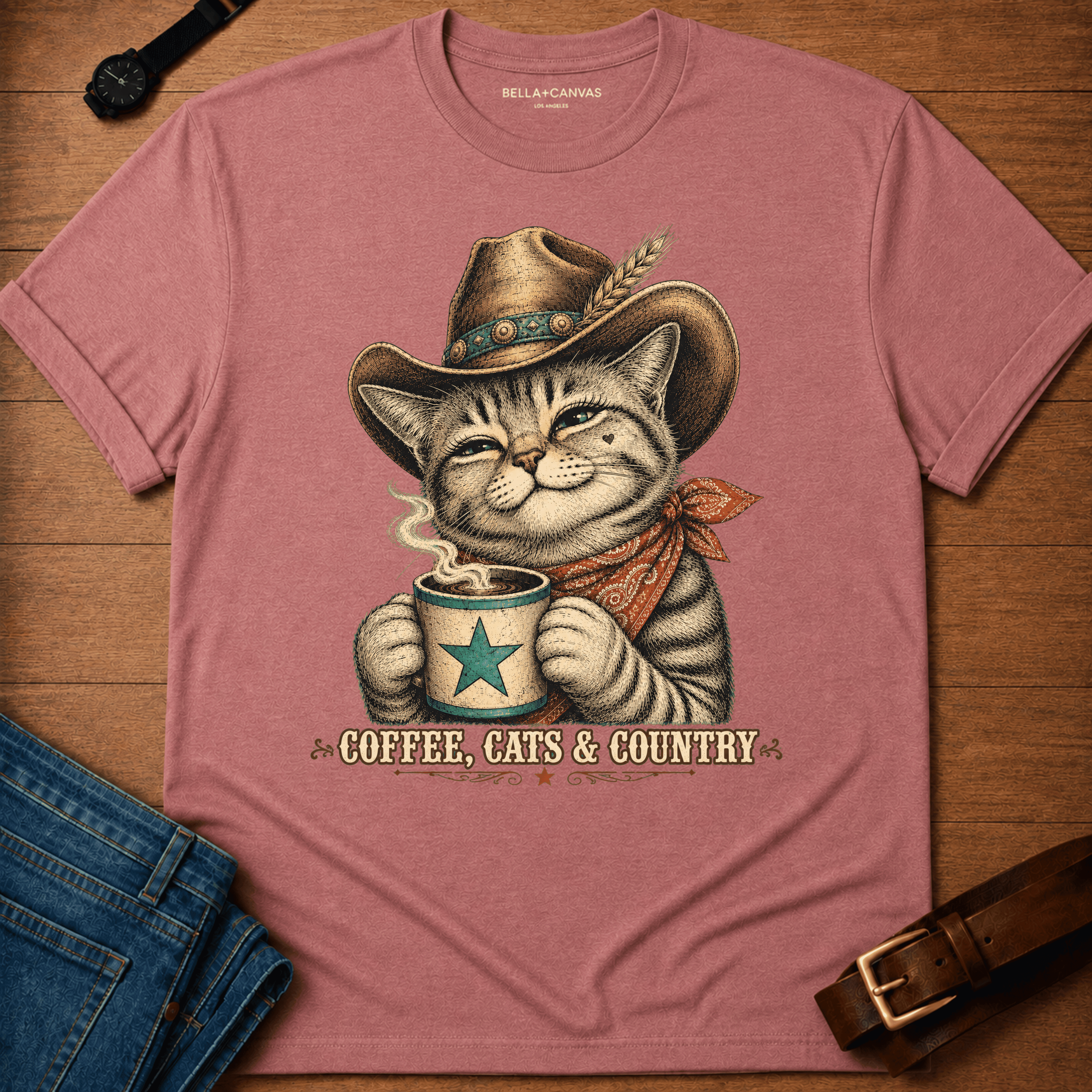 Coffee Cats Country Tabby t-shirt