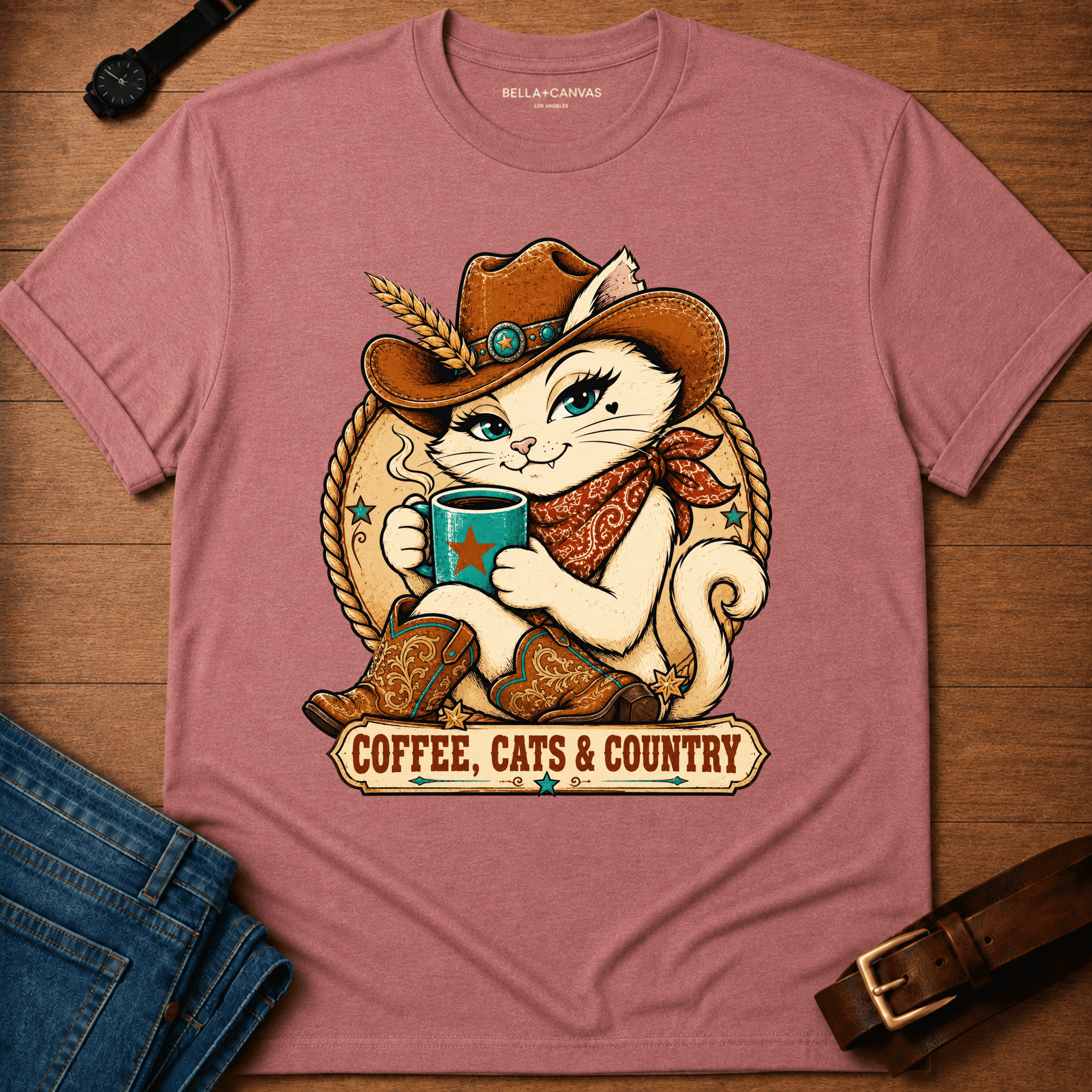 Coffee Cats Country Dixie T-shirt