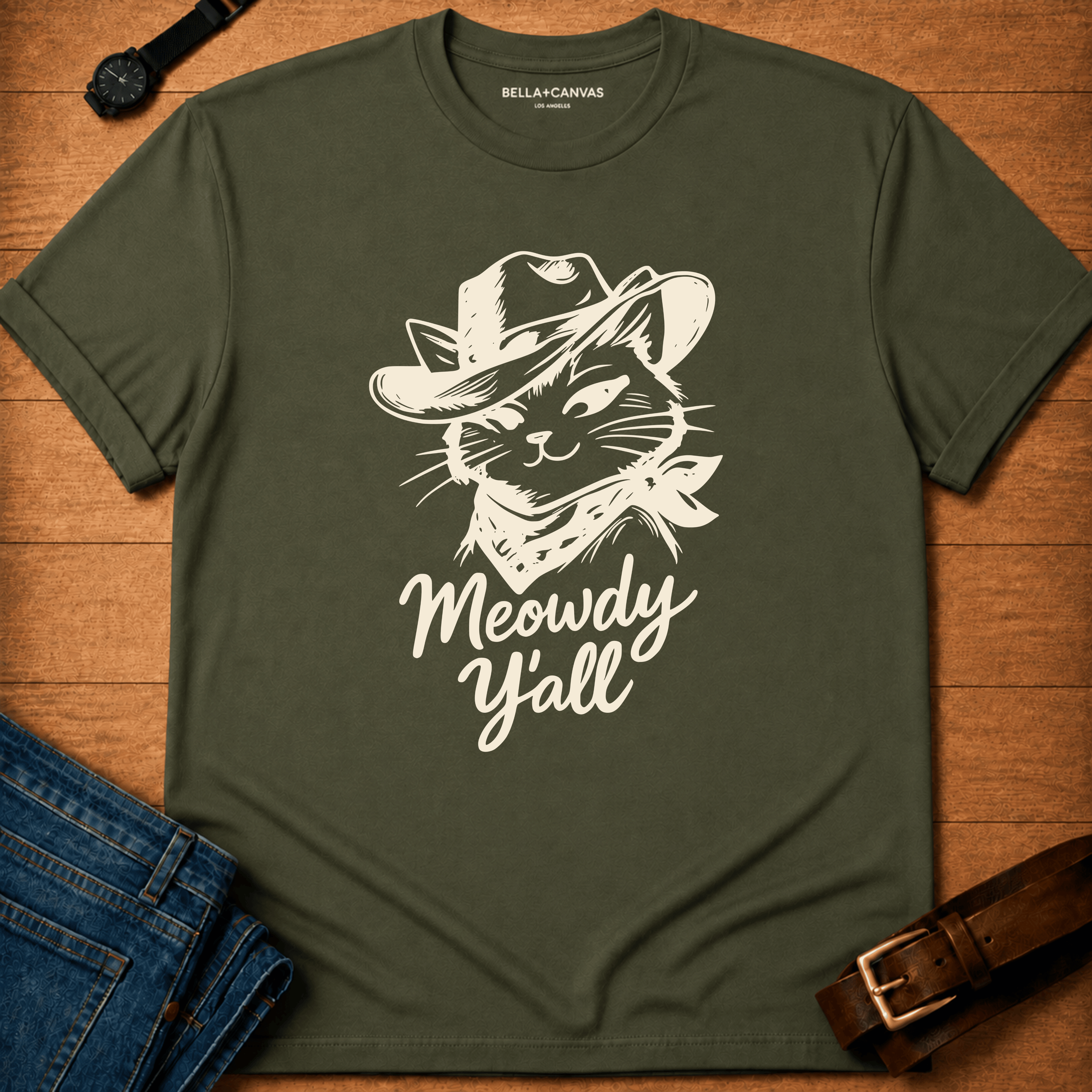Meowdy Y'all Line Art T-shirt
