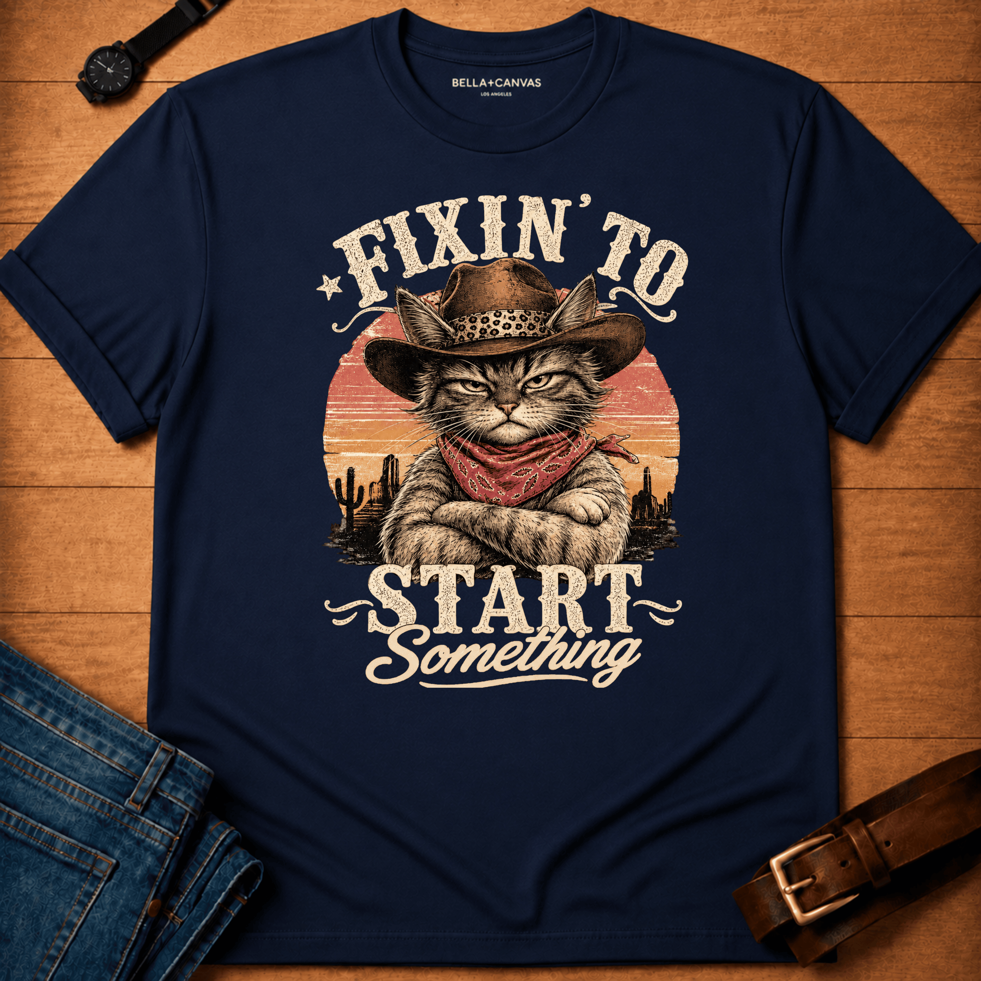 Fixin to start something retro sunset t-shirt