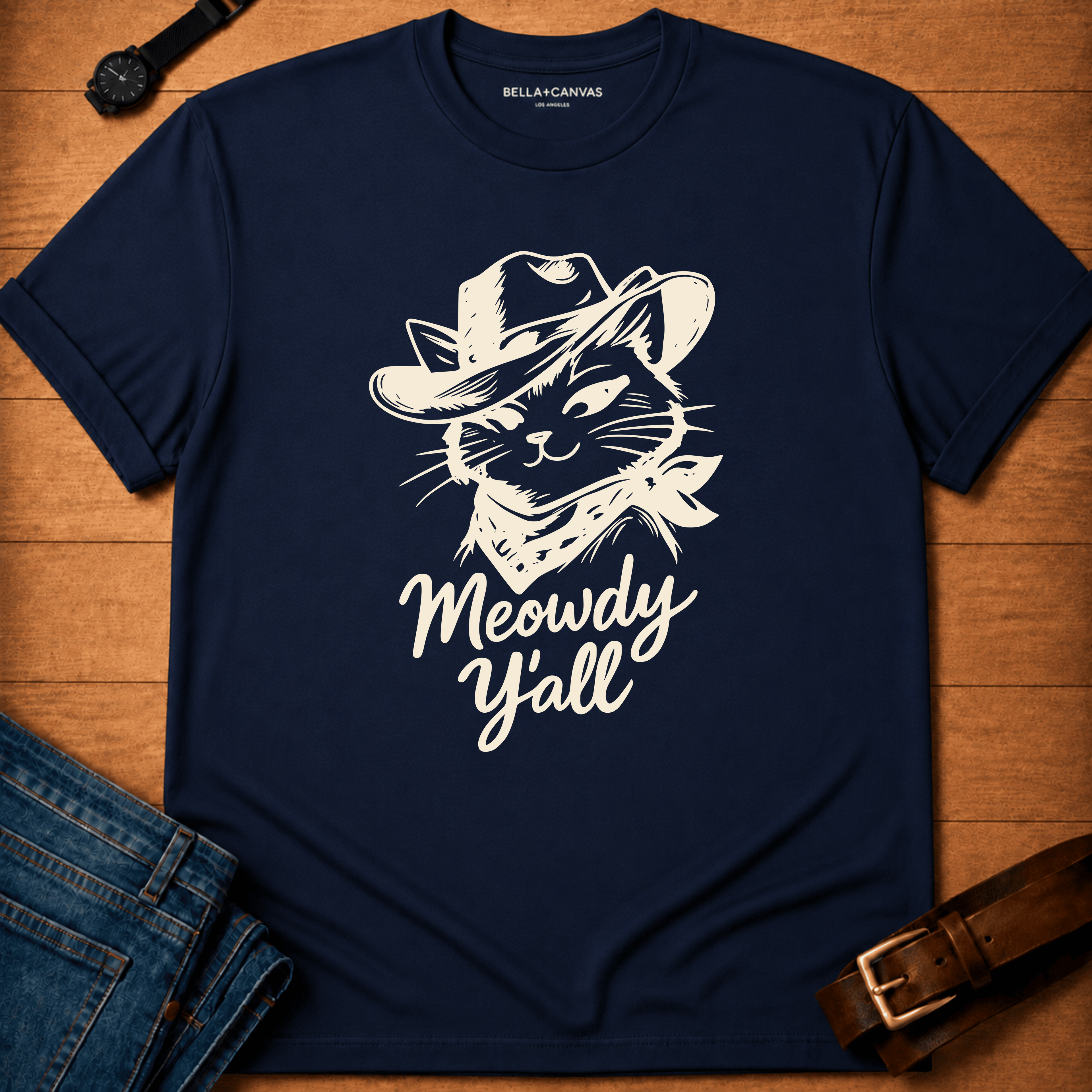 Meowdy Y'all Line Art T-shirt