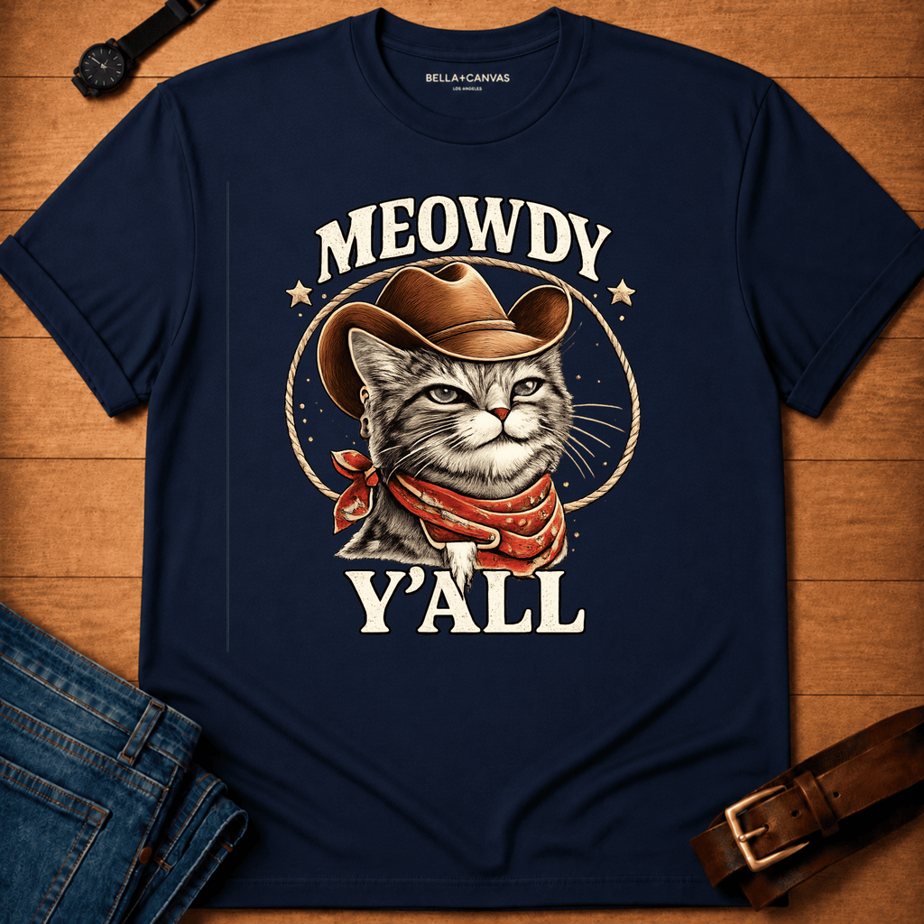Meowdy Y'all Badge t-shirt