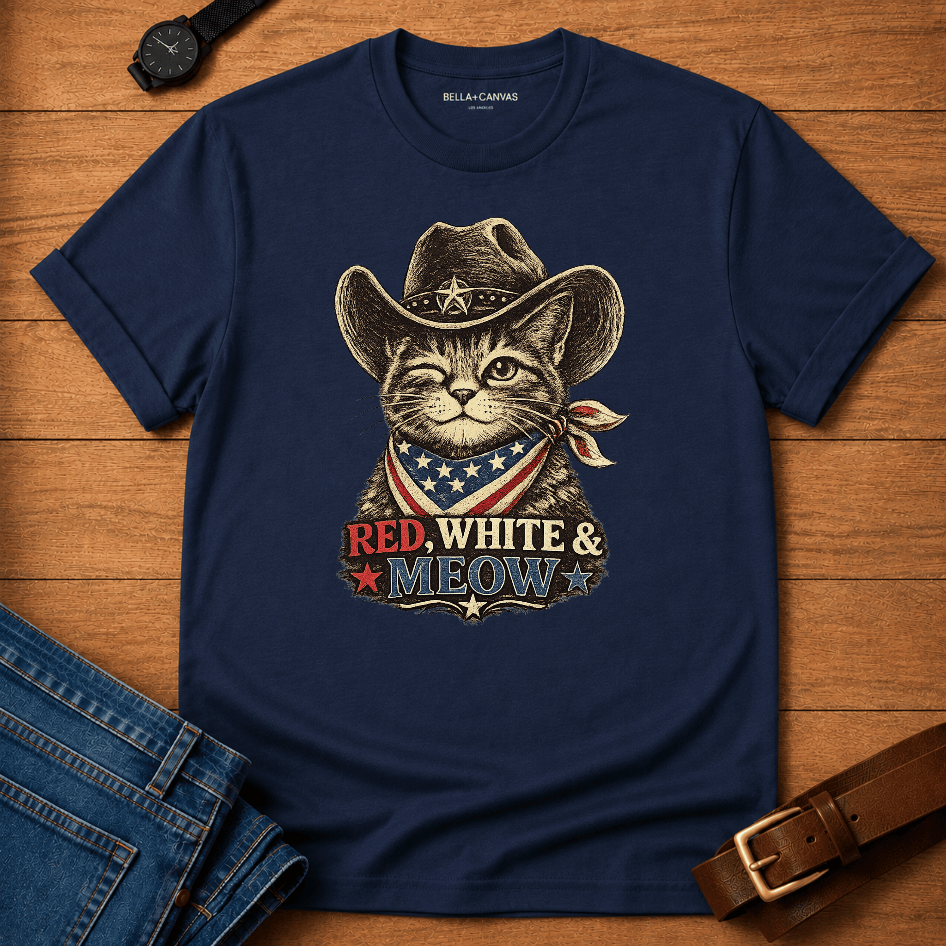 Red White and Meow T-shirt