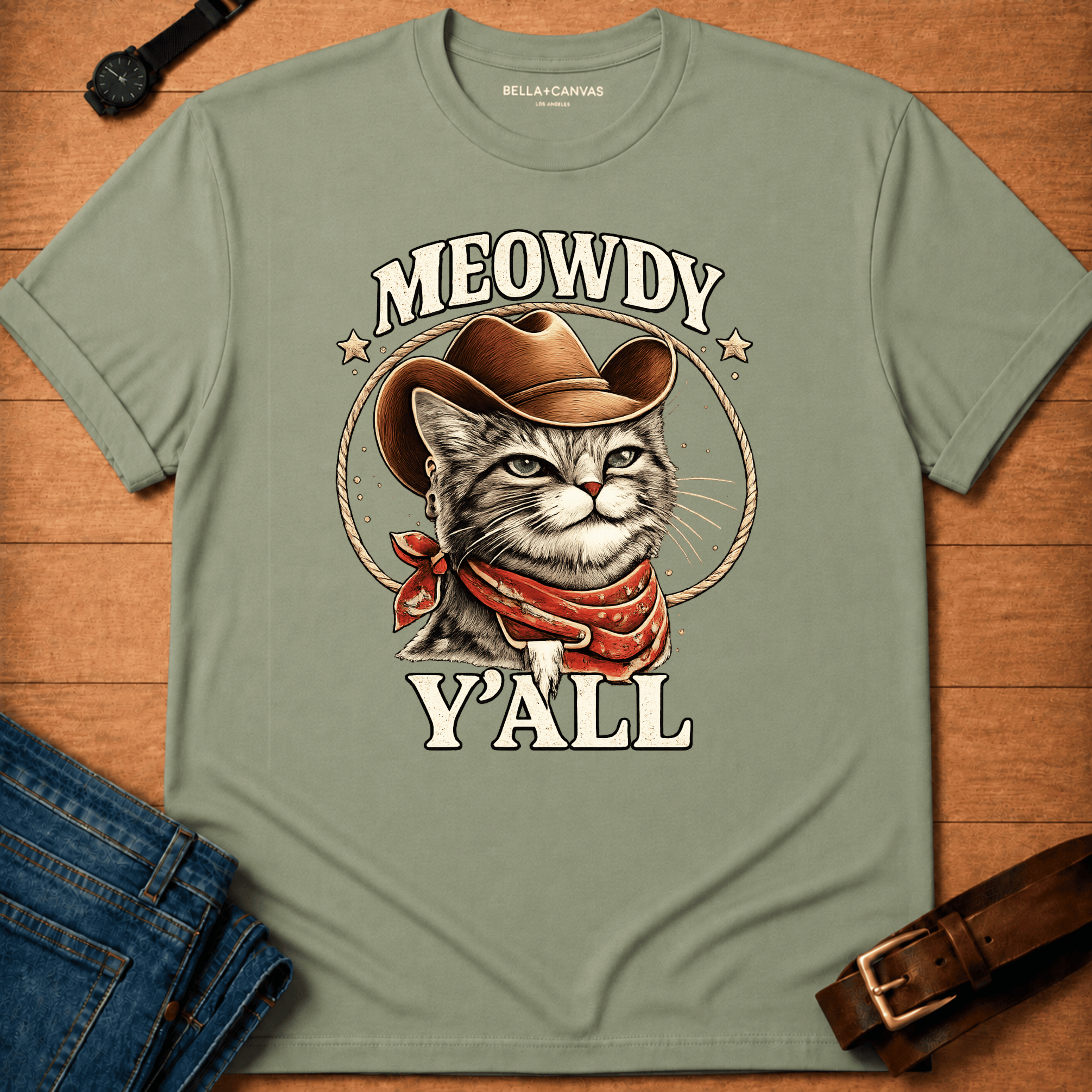 Meowdy Y'all Badge t-shirt
