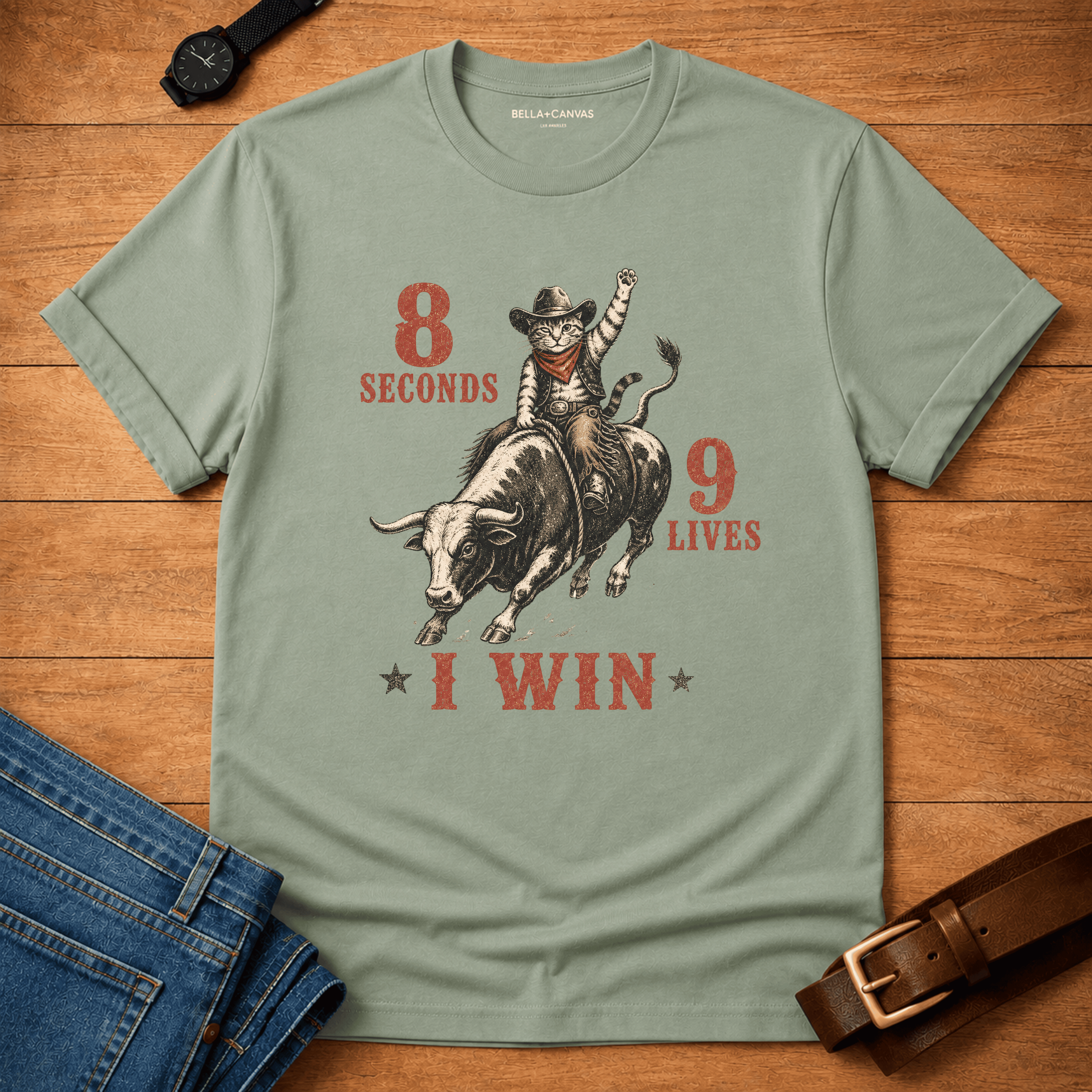 8 seconds, 9 lives, I Win T-shirt