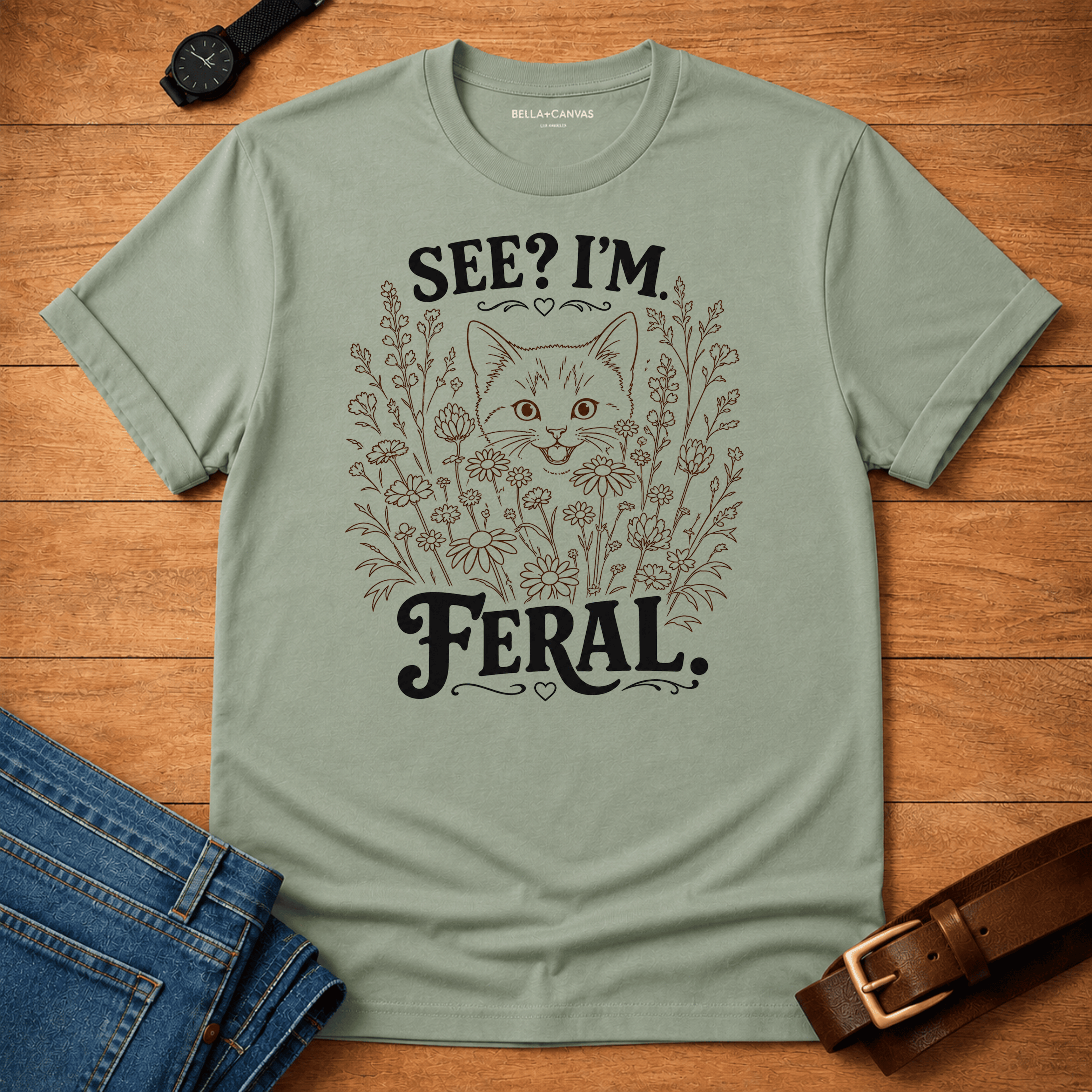 See I'm Feral Line Art T-shirt