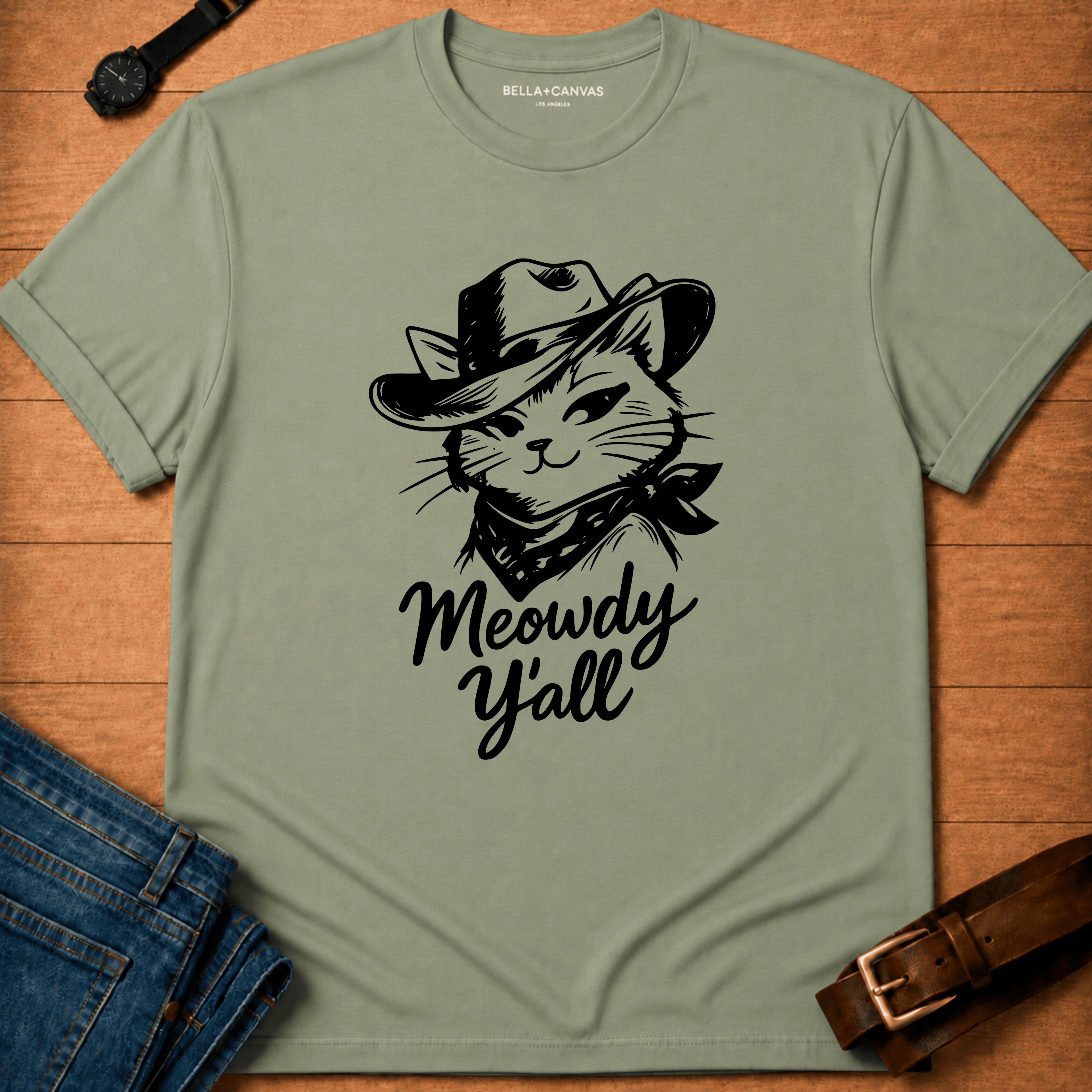 Meowdy Y'all Line Art T-shirt
