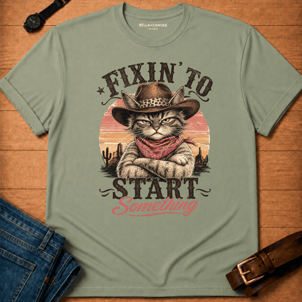 Fixin to start something retro sunset t-shirt