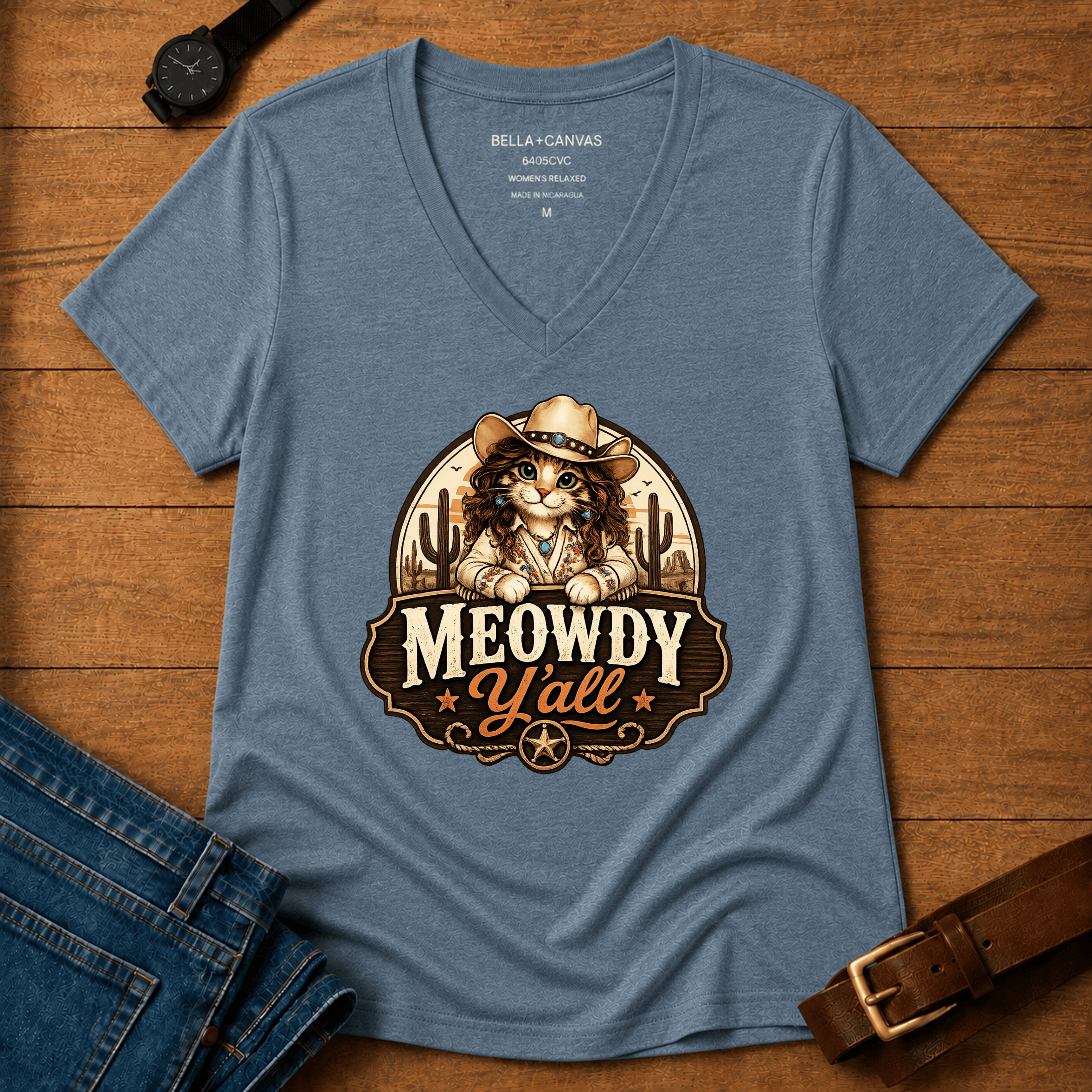 Meowdy Y'all Women’s v-neck t-shirt