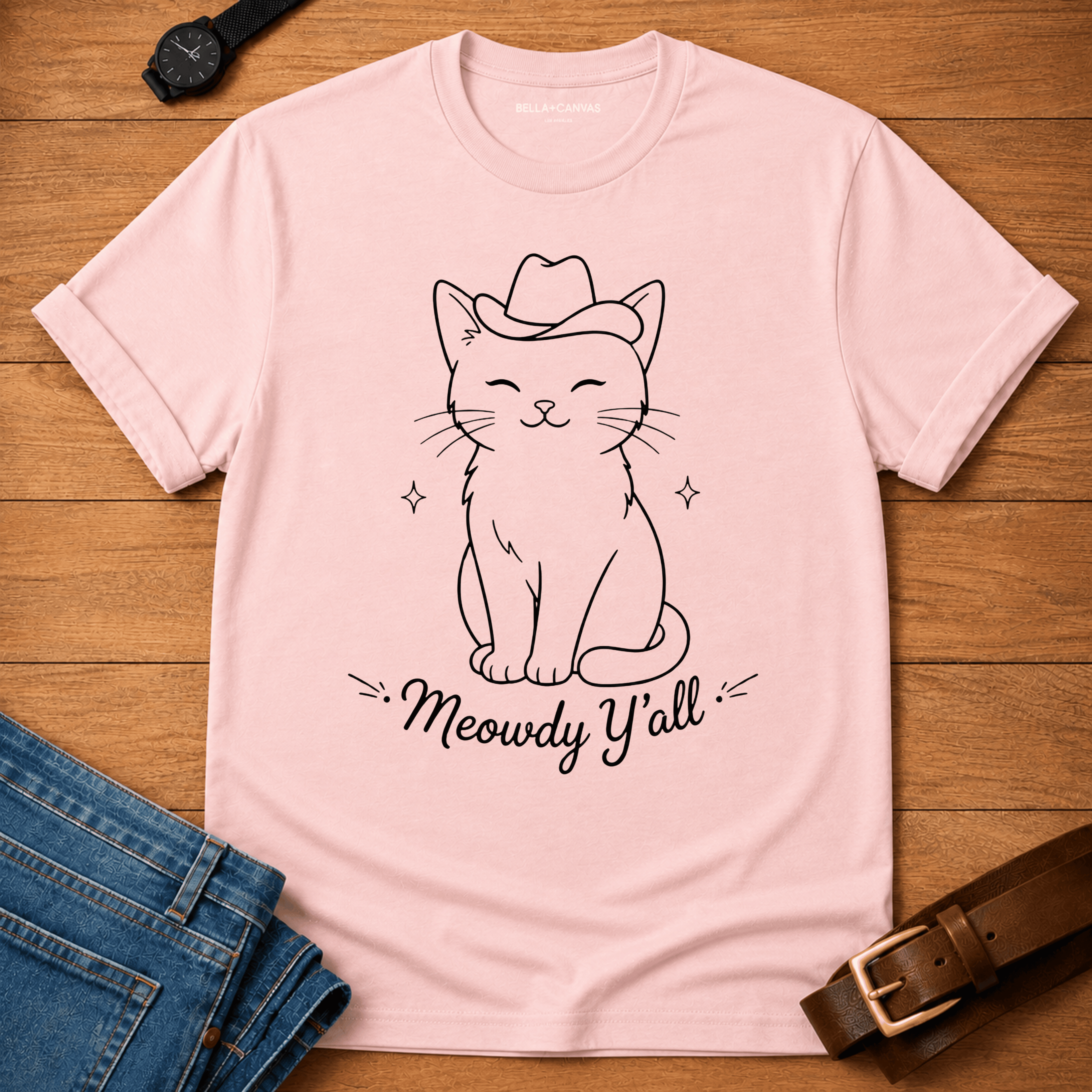 Meowdy Y'all Line Drawing T-shirt