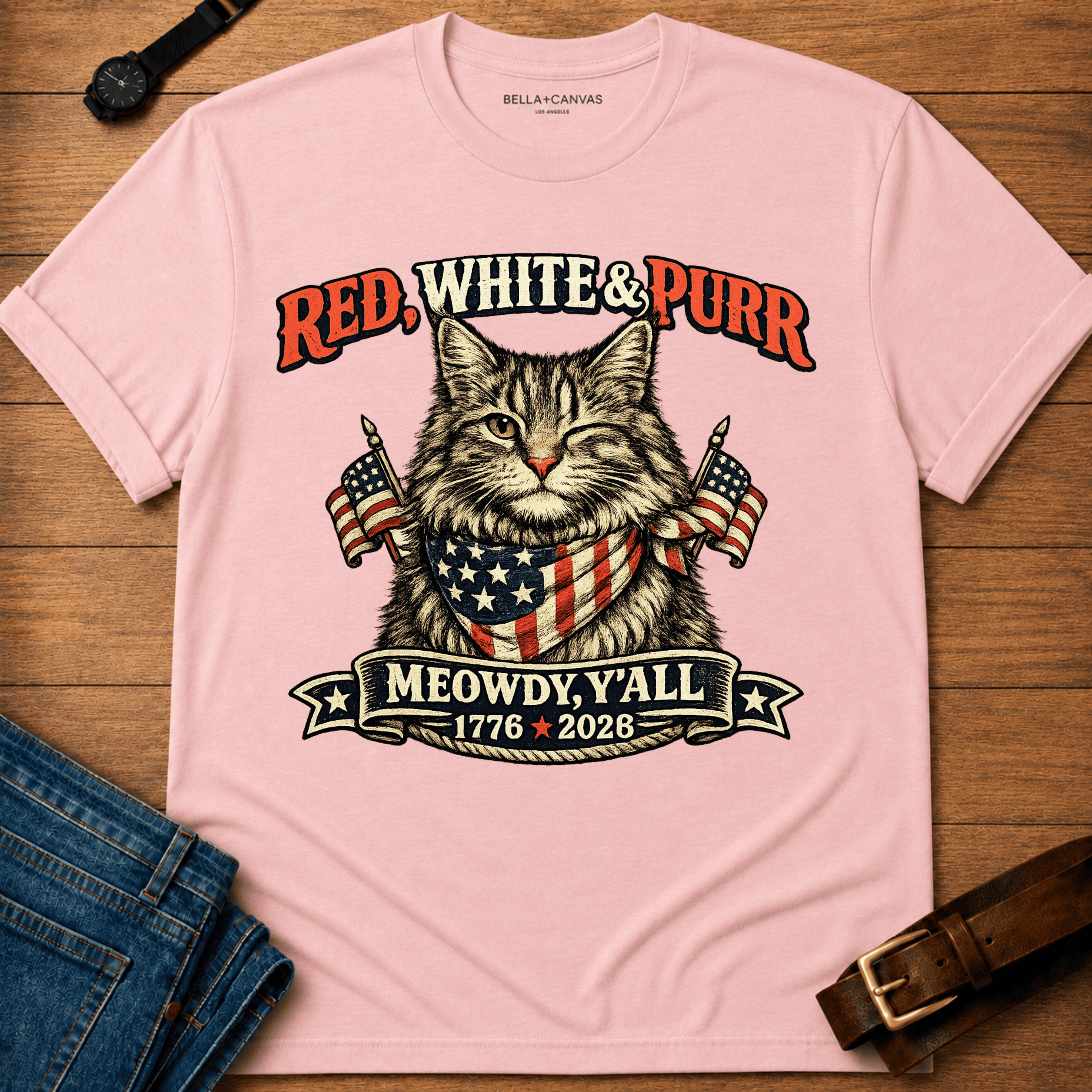 Red White Purr t-shirt