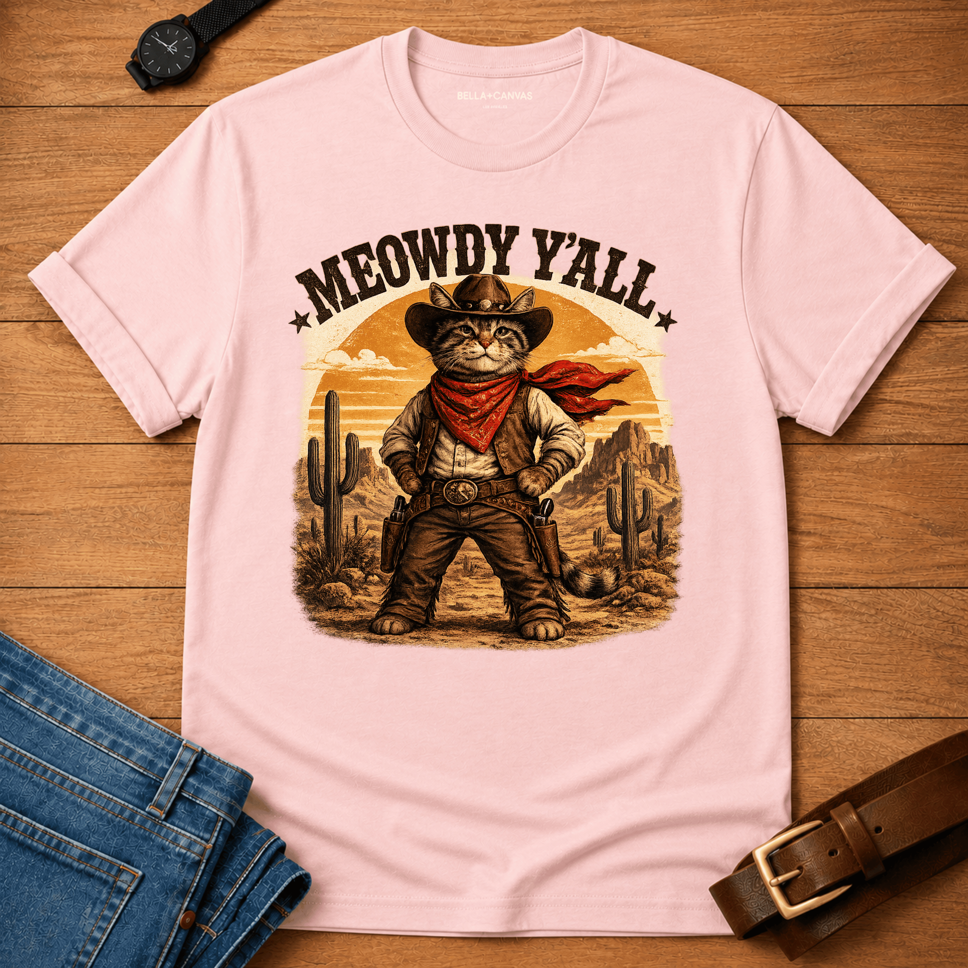 Meowdy Y'all Sunset T-shirt