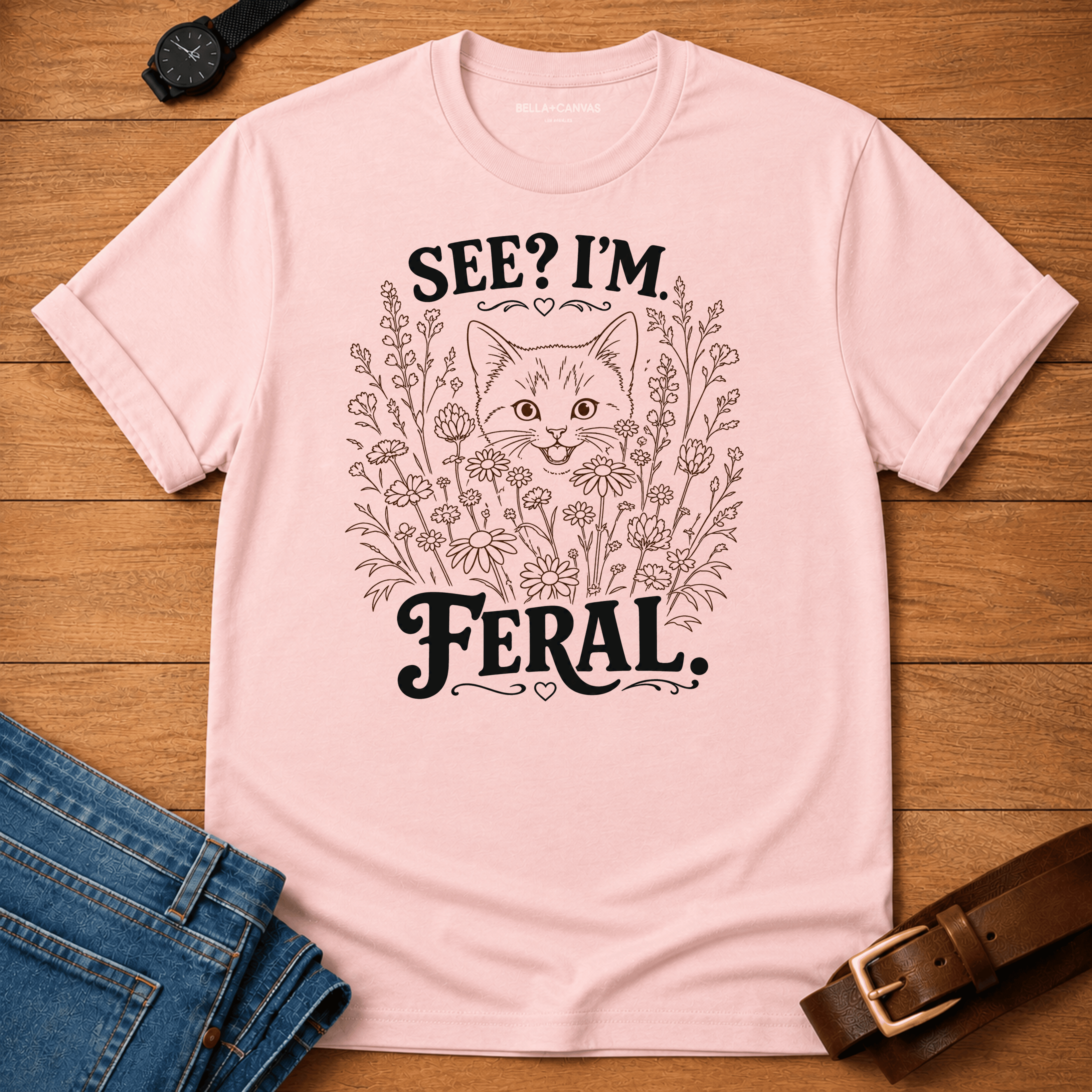 See I'm Feral Line Art T-shirt