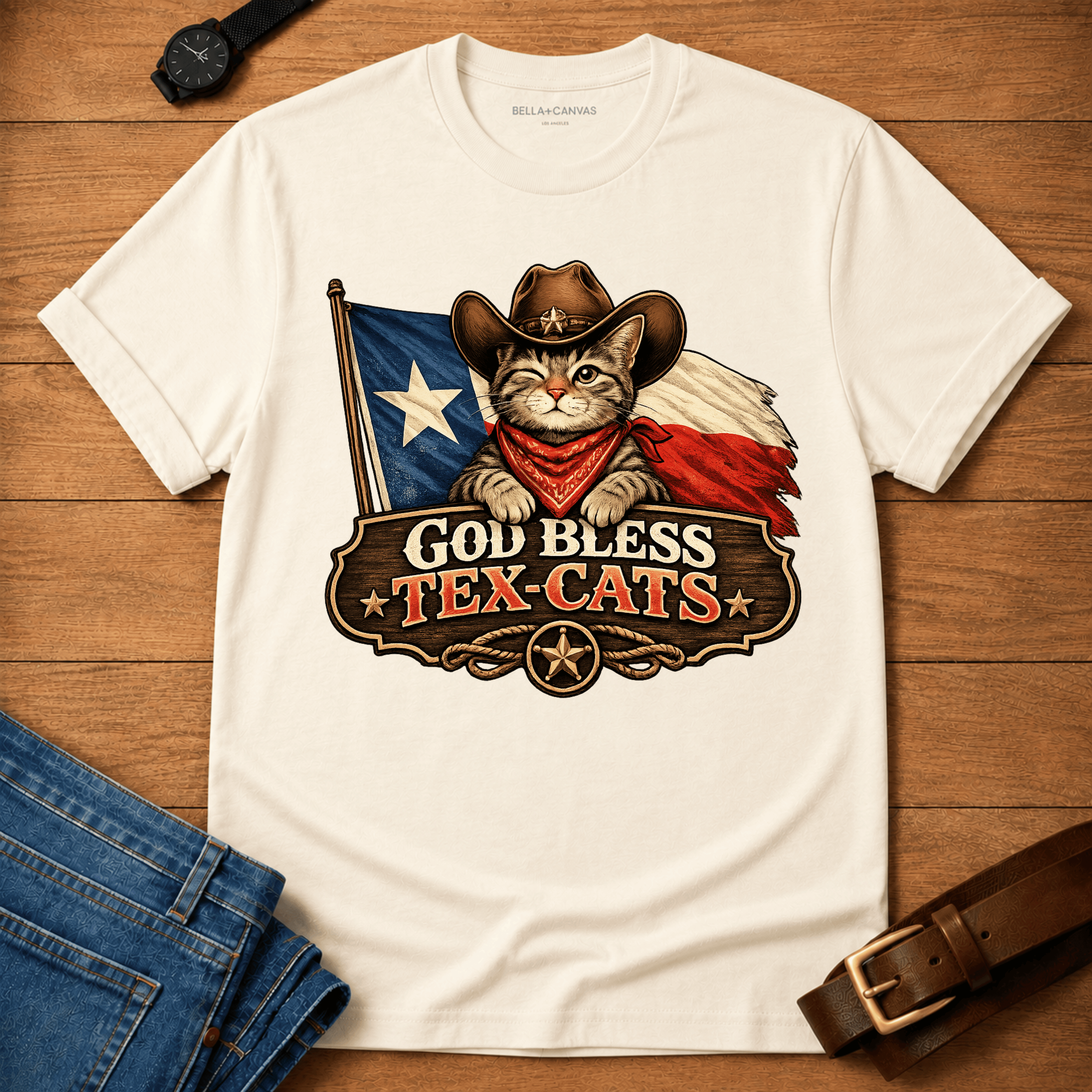 God Bless Tex Cats T-shirt