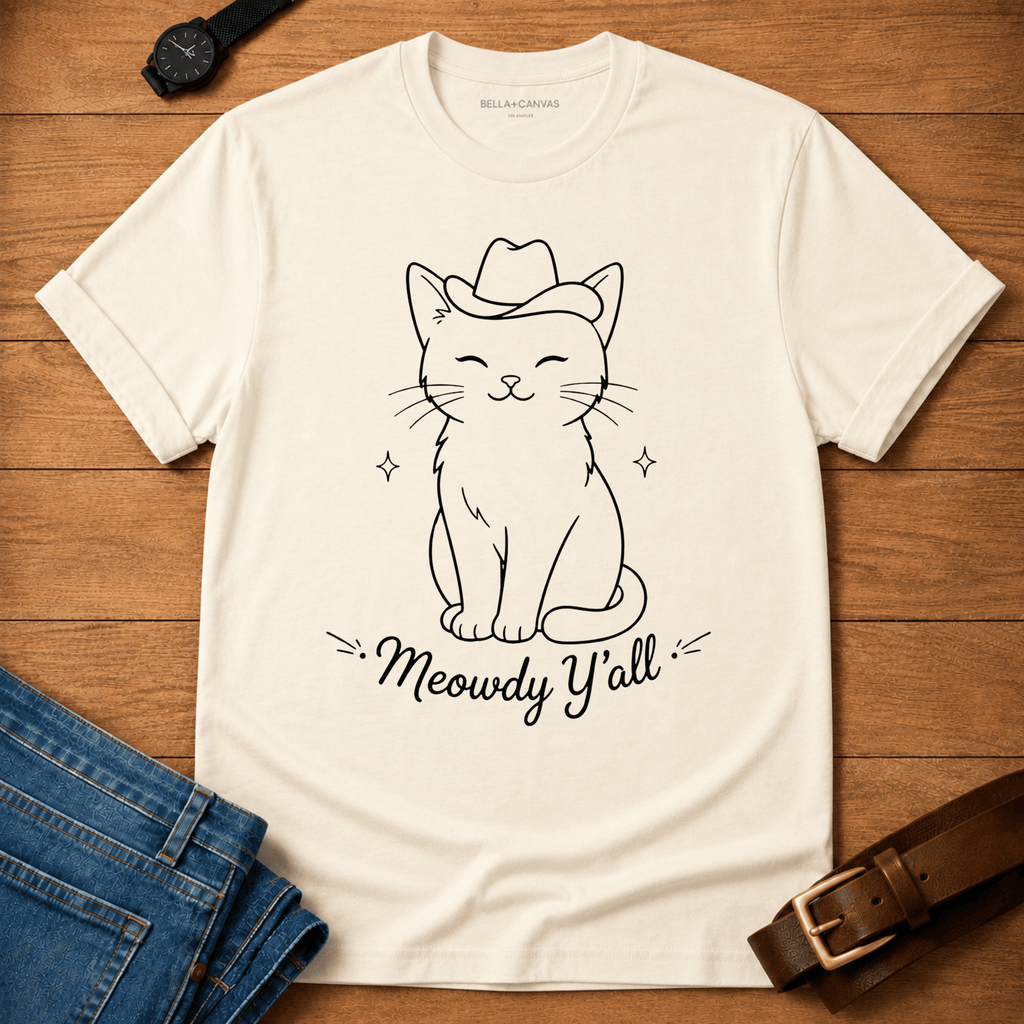 Meowdy Y'all Line Drawing T-shirt