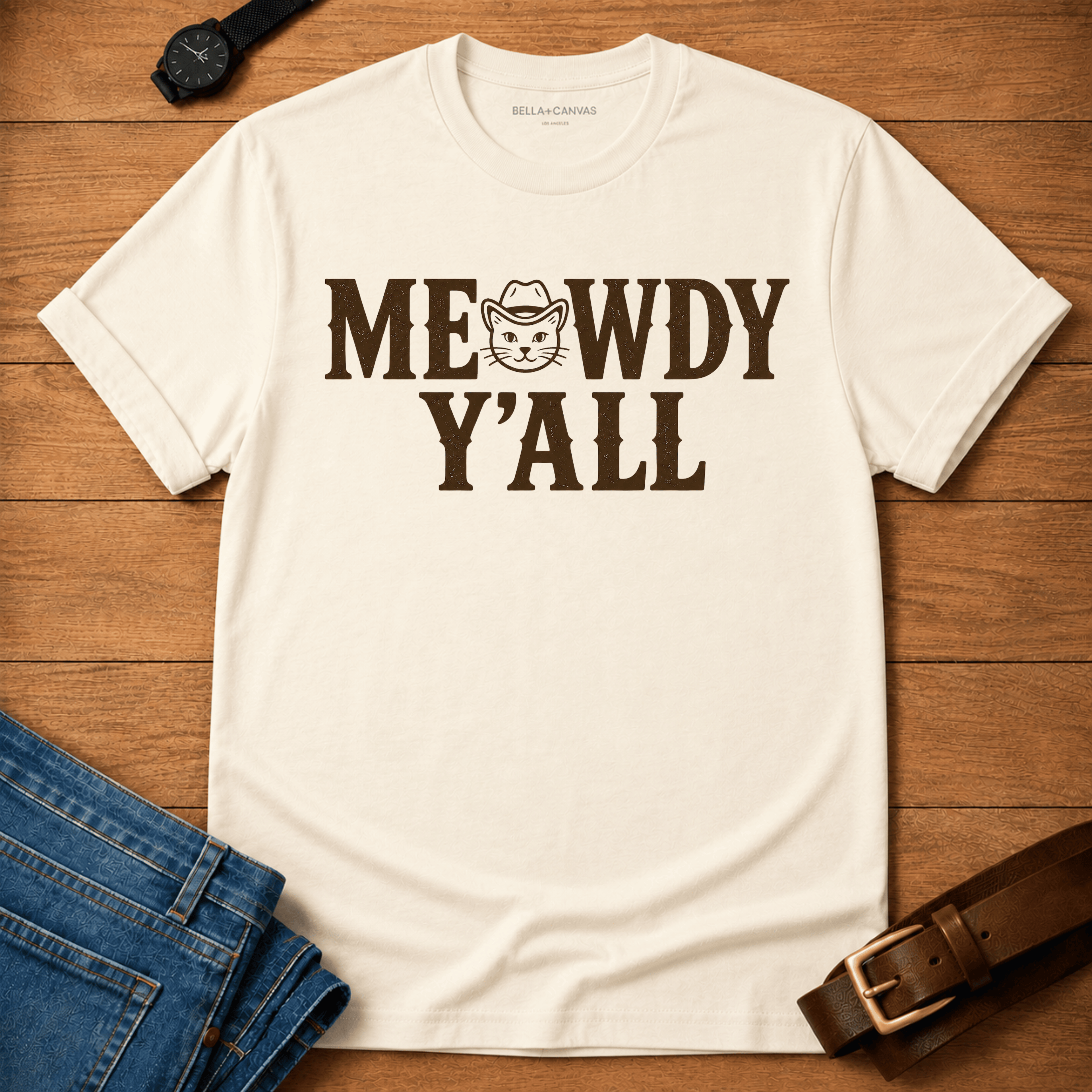 Meowdy Y'all Text T-shirt
