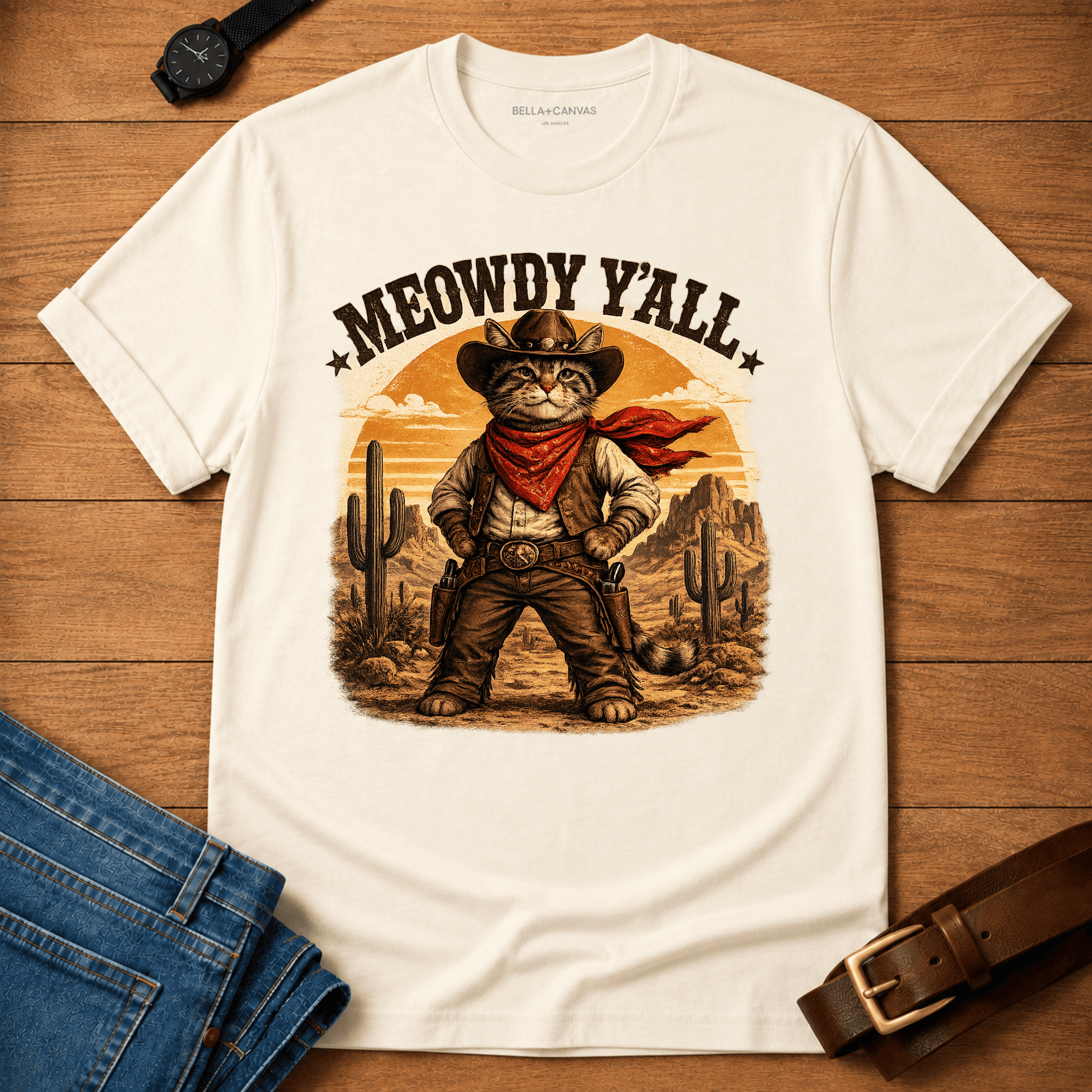 Meowdy Y'all Sunset T-shirt