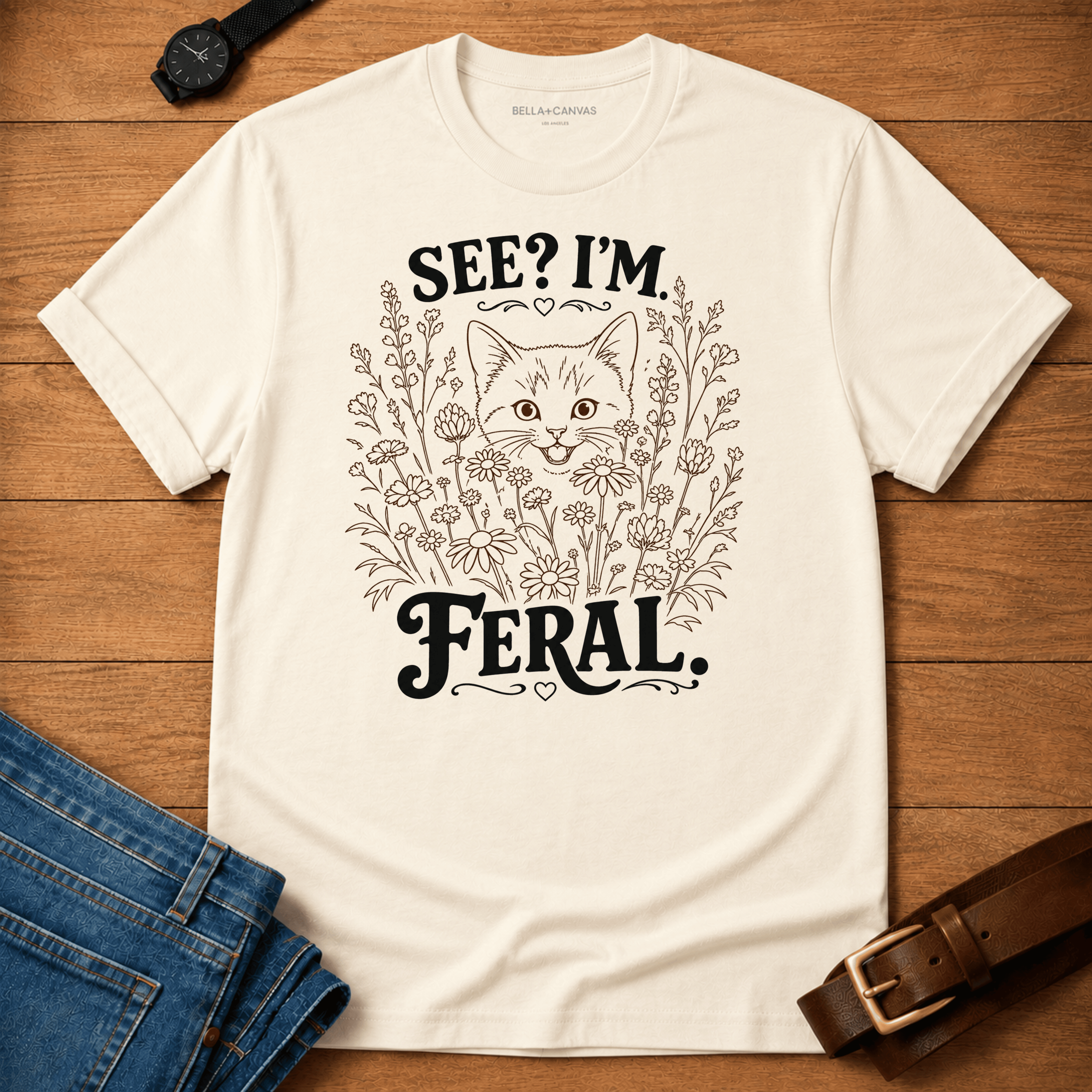 See I'm Feral Line Art T-shirt