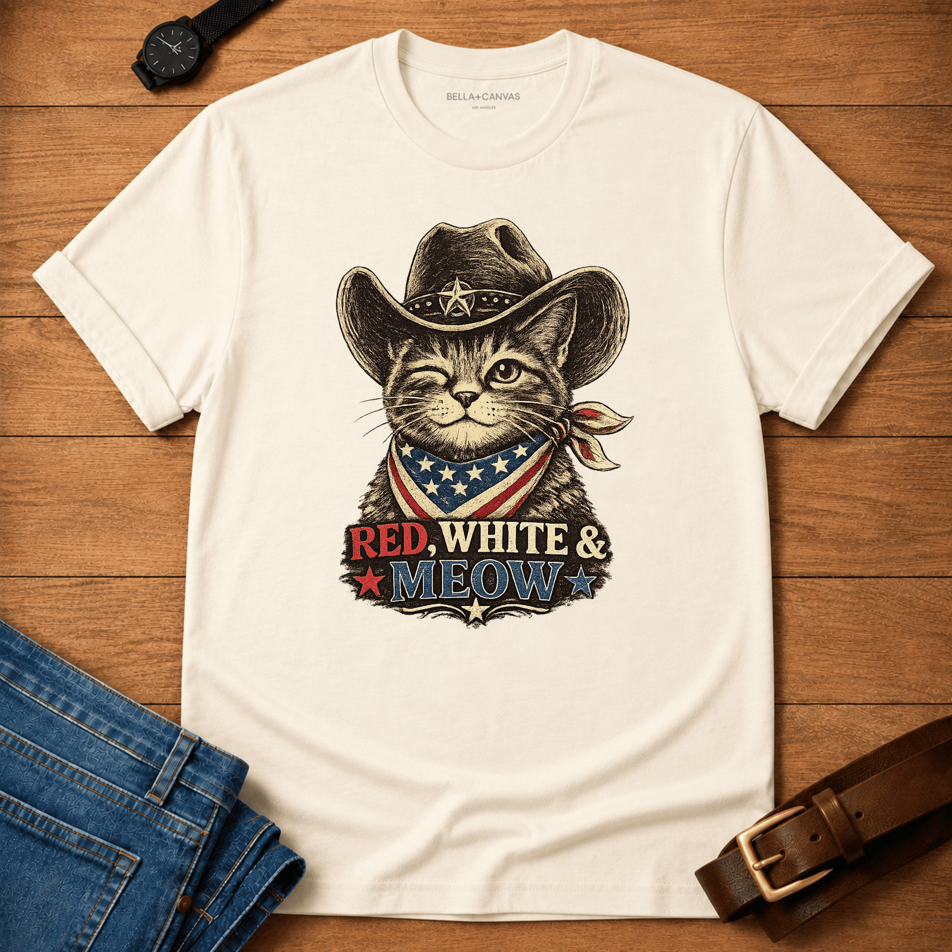 Red White and Meow T-shirt