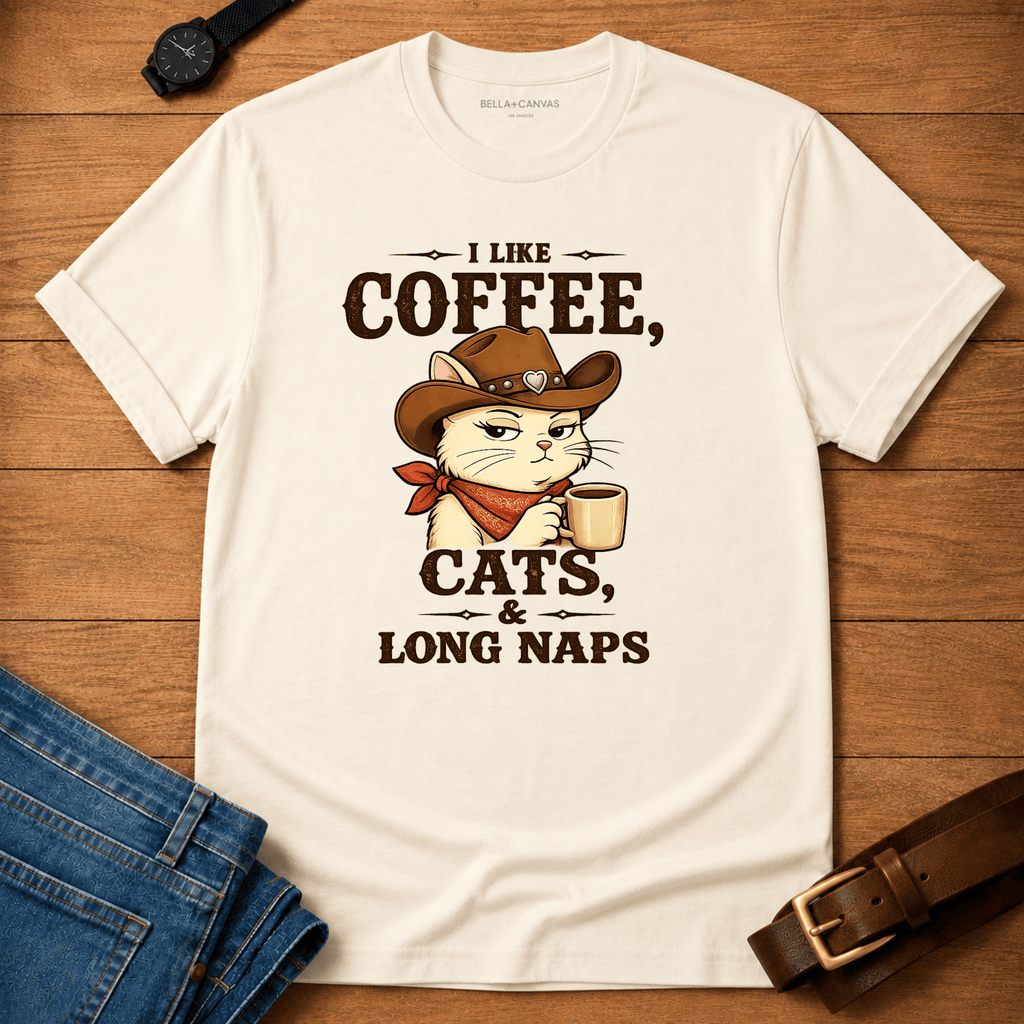 I like Coffee, Cats, and Naps T-shirt