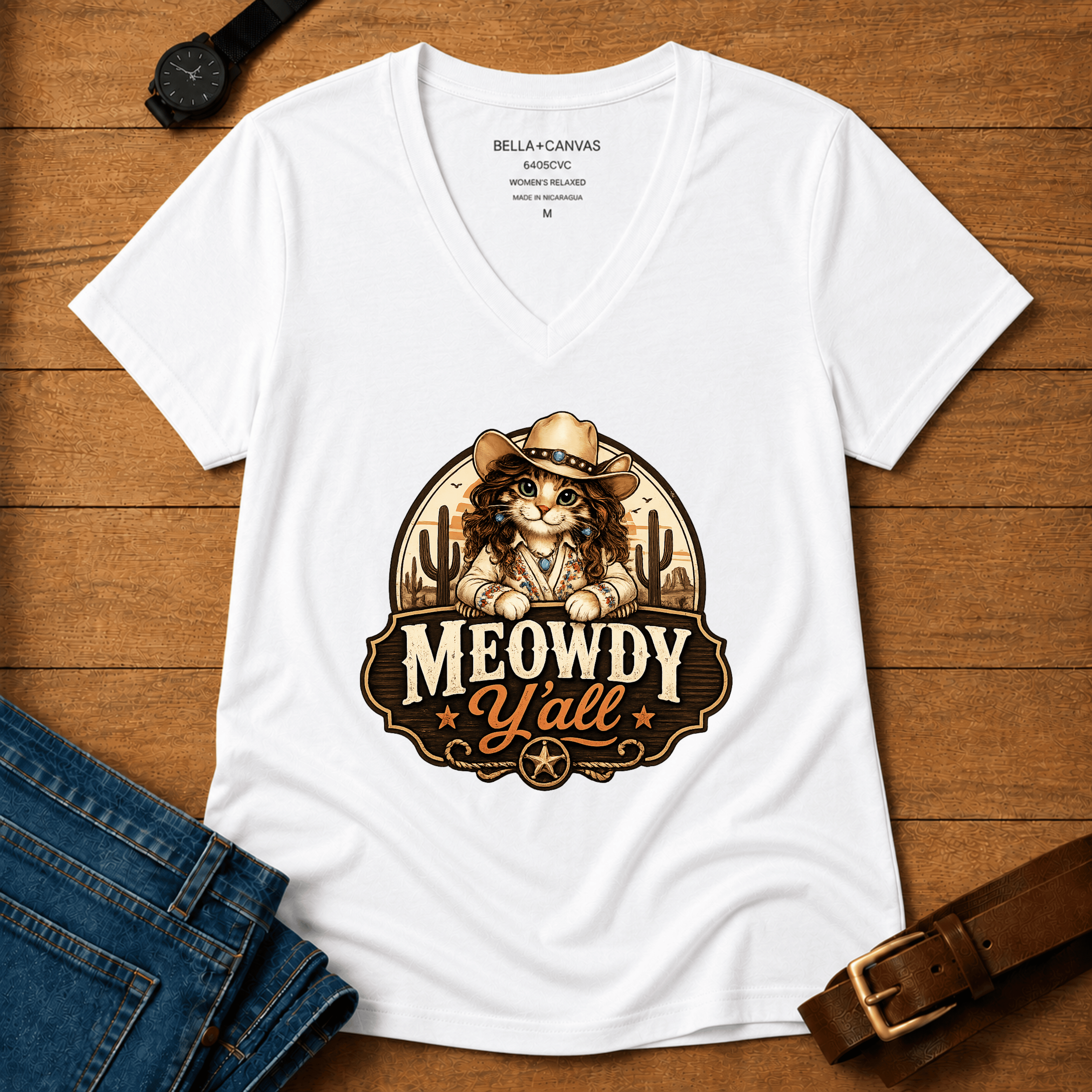 Meowdy Y'all Women’s v-neck t-shirt