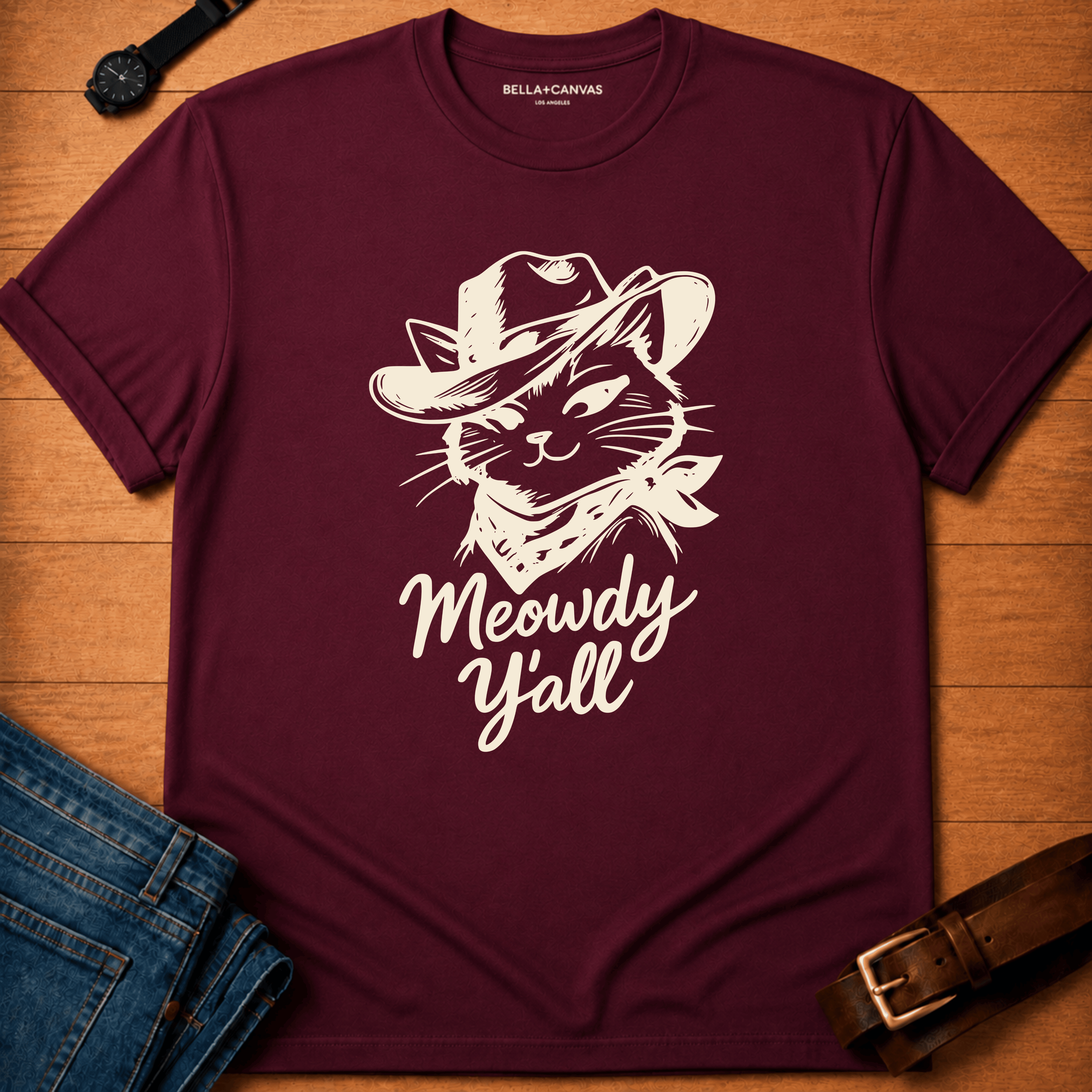 Meowdy Y'all Line Art T-shirt