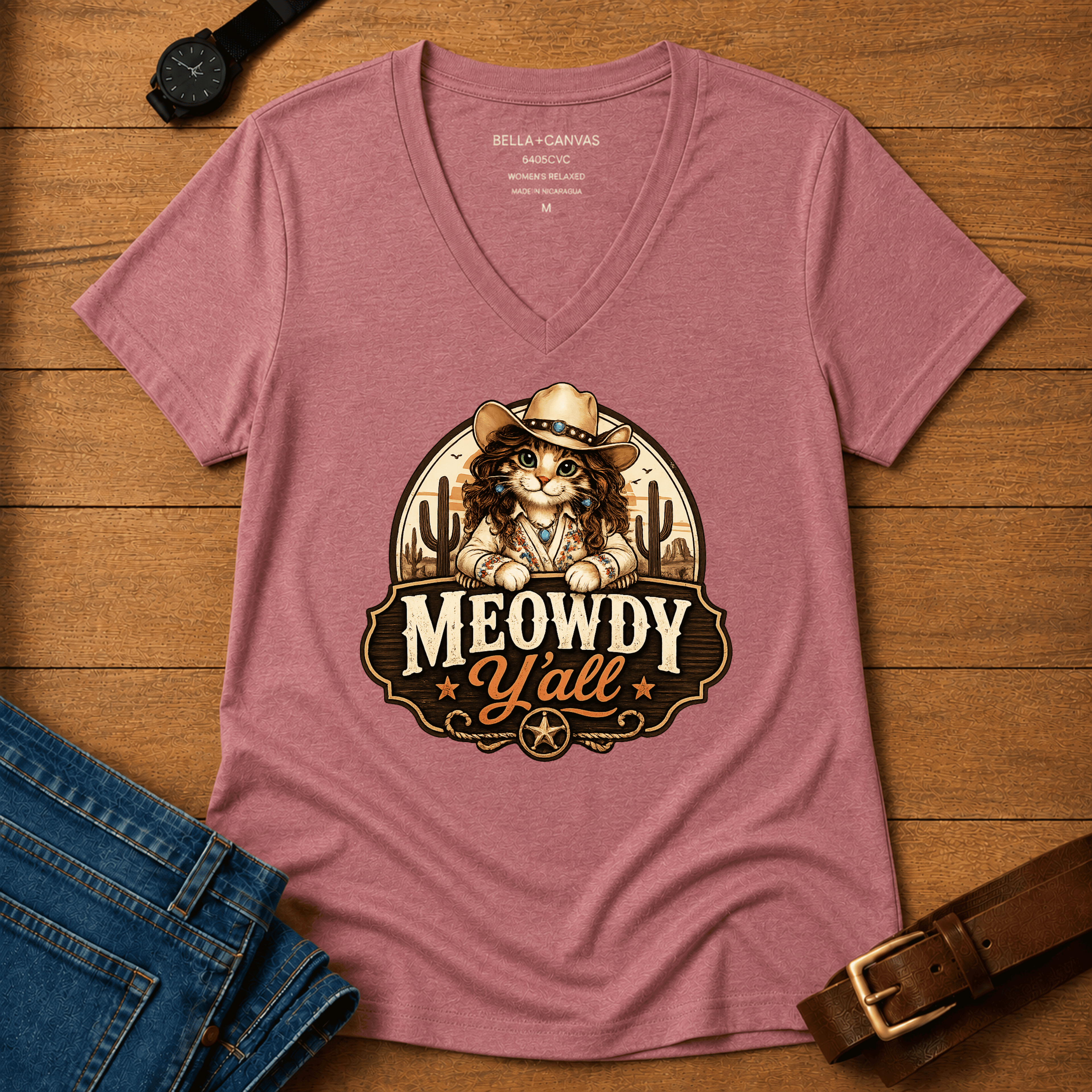 Meowdy Y'all Women’s v-neck t-shirt
